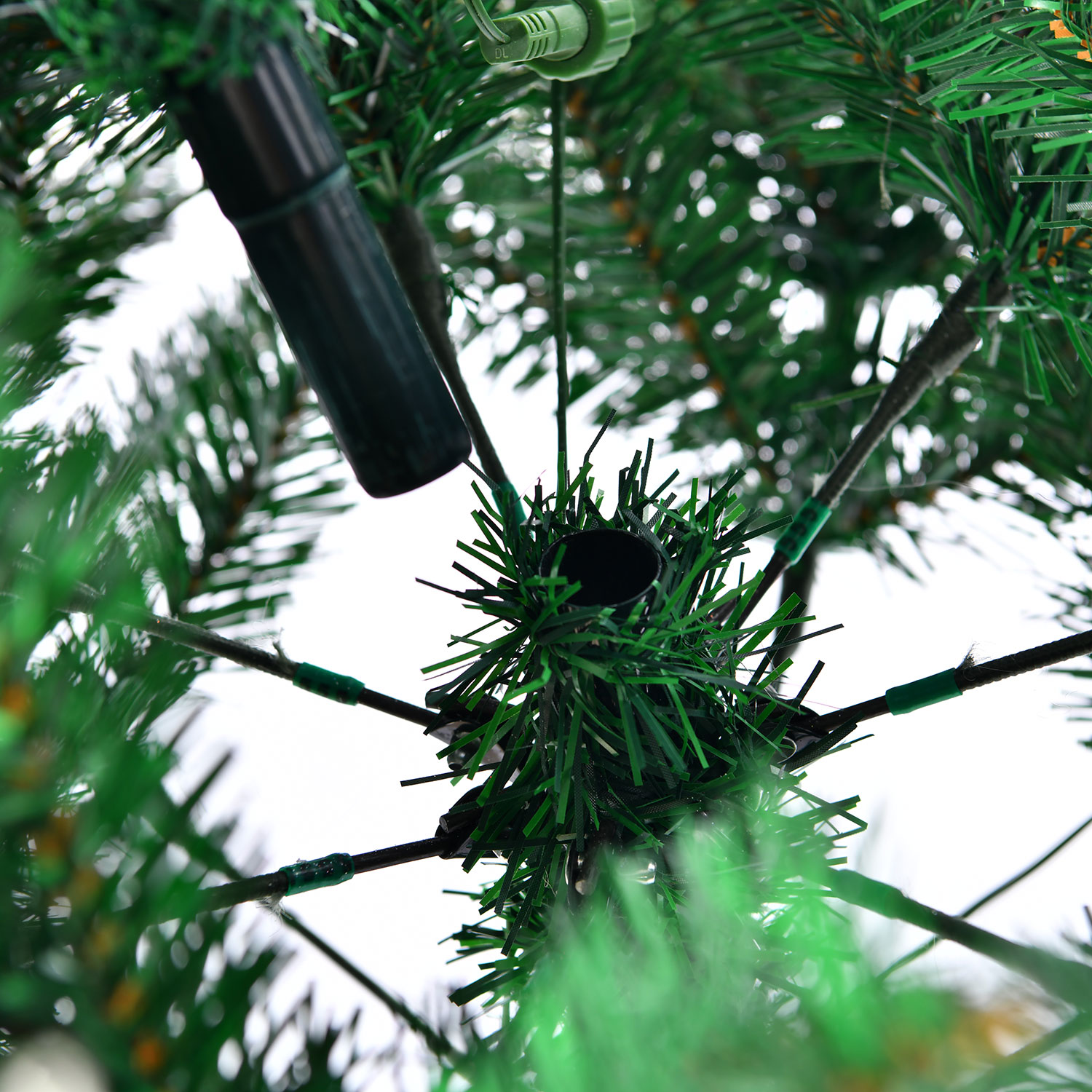 SUGIFT 6.5ft Premium Christmas Tree with Flocked Snow Pine Cone Red Trim and 200 Warm White Lights - Image 6