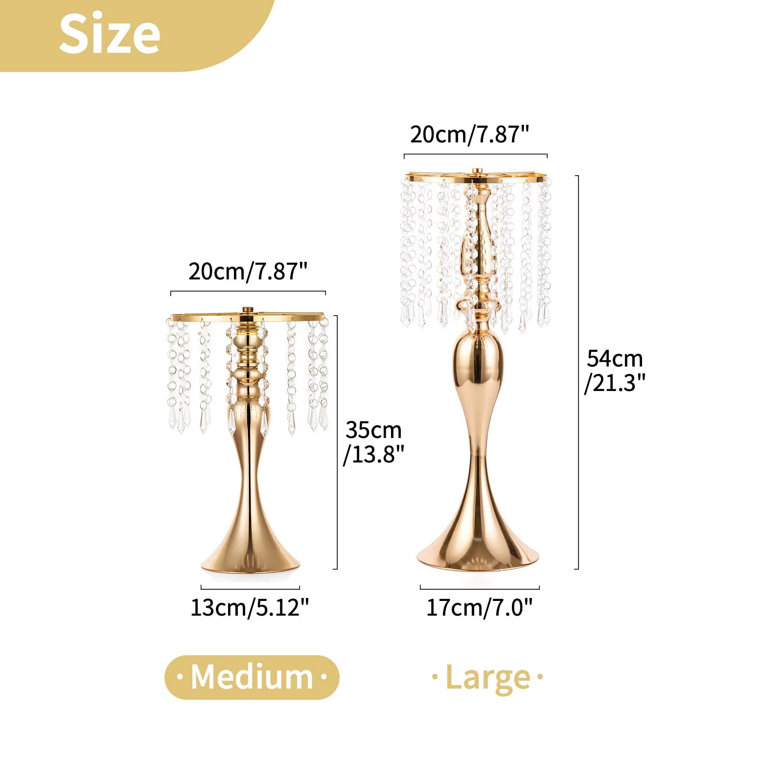 Nuptio 21.3in/54cm Tall Crystal Gold Metal Vase Flower SCrystal Metal Centerpiece Vase 10Pcs 21.3 inches Tall Flower Stand Holders Wedding Centerpiece Chandelier for Reception Tables Wedding Supplies - Image 5