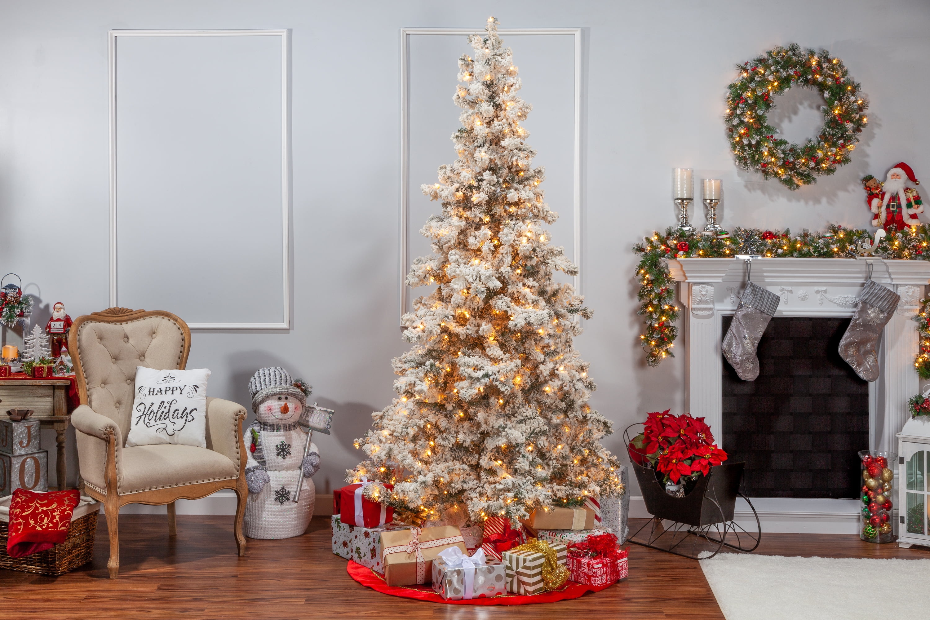 7.5 ft. Pre Lit Clear Lights Heavy Flocked Layered Spruce - Image 4