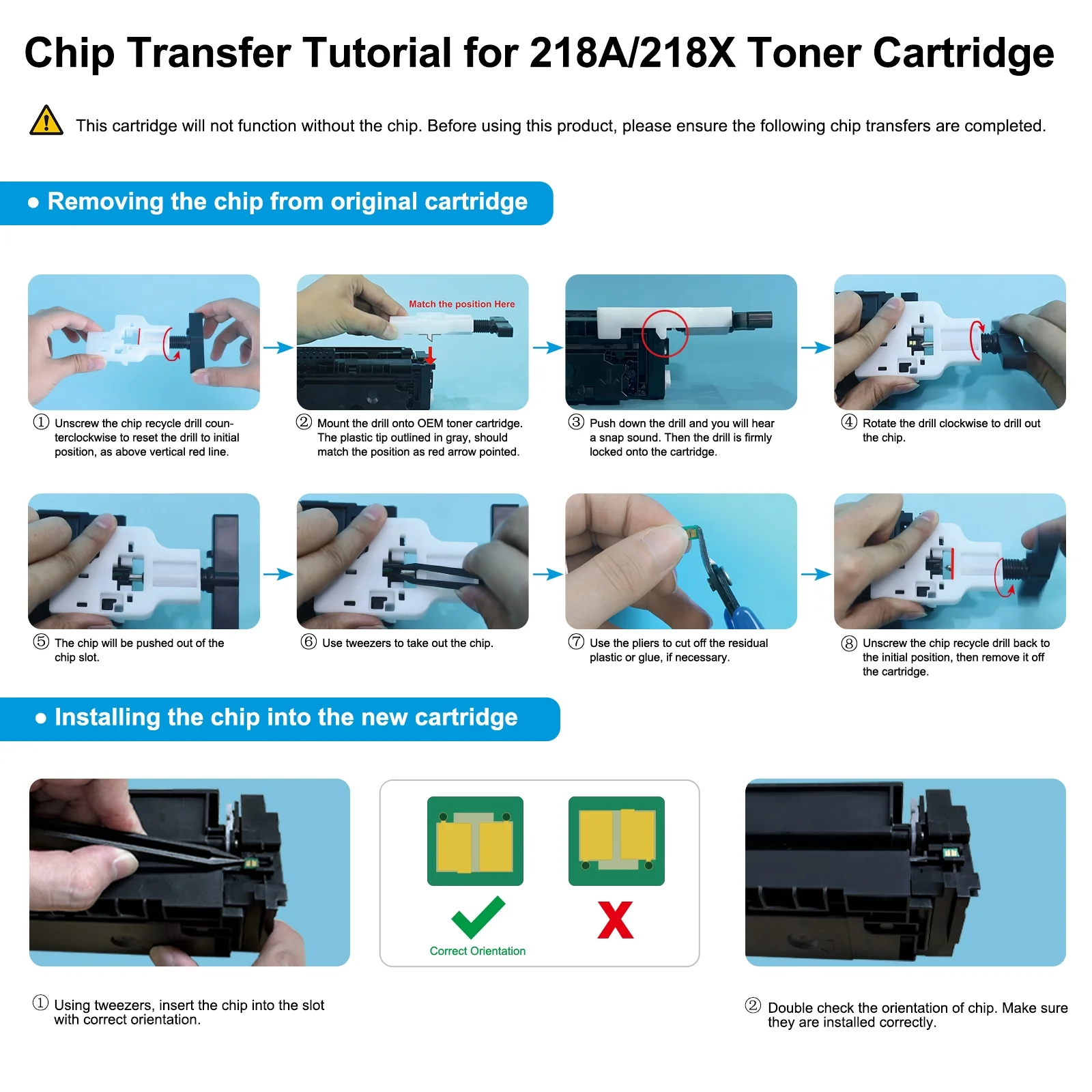 218X Toner Cartridges No-Chip Compatible for HP 218X W2180X 3201dw Color Laserjet Pro MFP 3301sdw 3301fdw 3201dw 3301cdw 3301 3201 Printer Ink Black Cyan Yellow Magenta, 4-Pack W2180A 218A Toner - Image 4