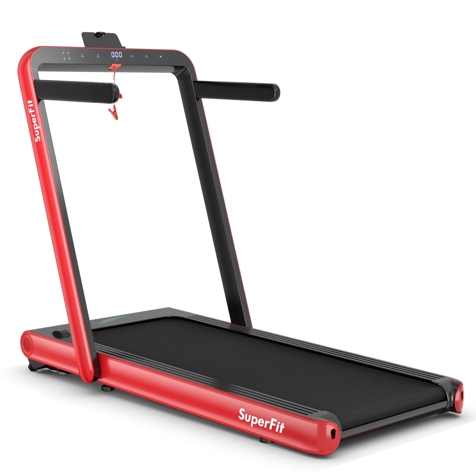 SuperFit 4.75HP 2 In 1 Folding Treadmill W/Remote APP Control Red - Image 3