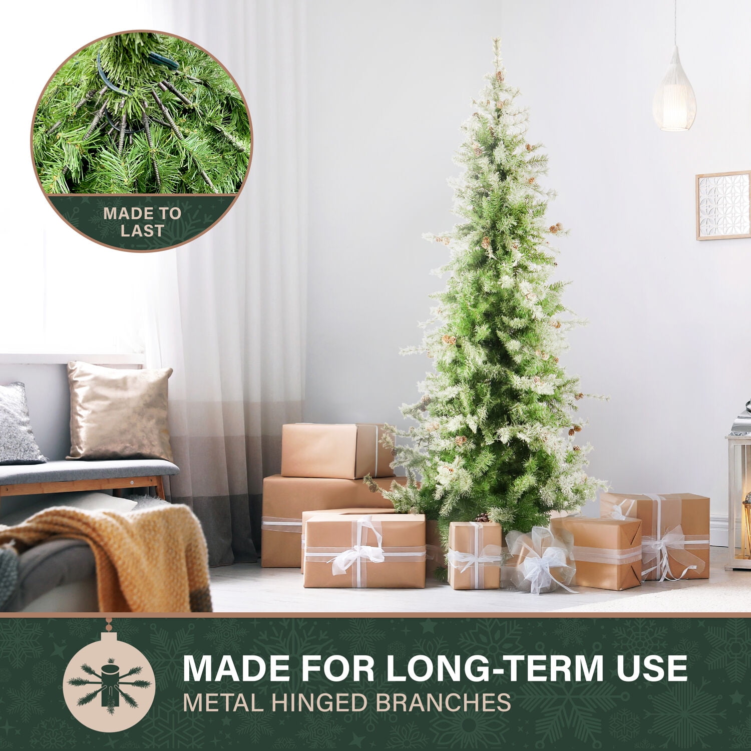 Fraser Hill Farm 7.5-Ft. Flocked Buffalo Fir Christmas Tree, FFBF075-0SN - Image 13