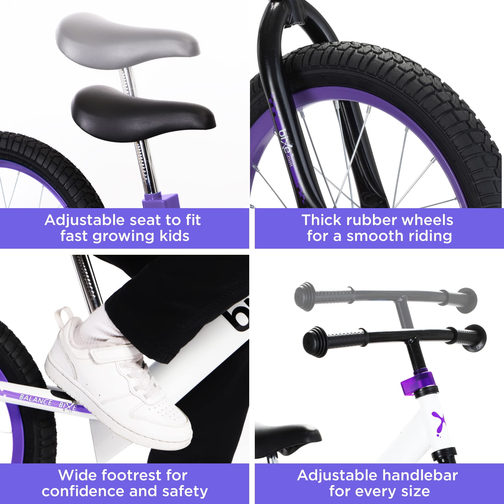 Bixe 16" Pro Balance Bike for for Big Kids 5 to 9 Years Old (Violet) - Image 3