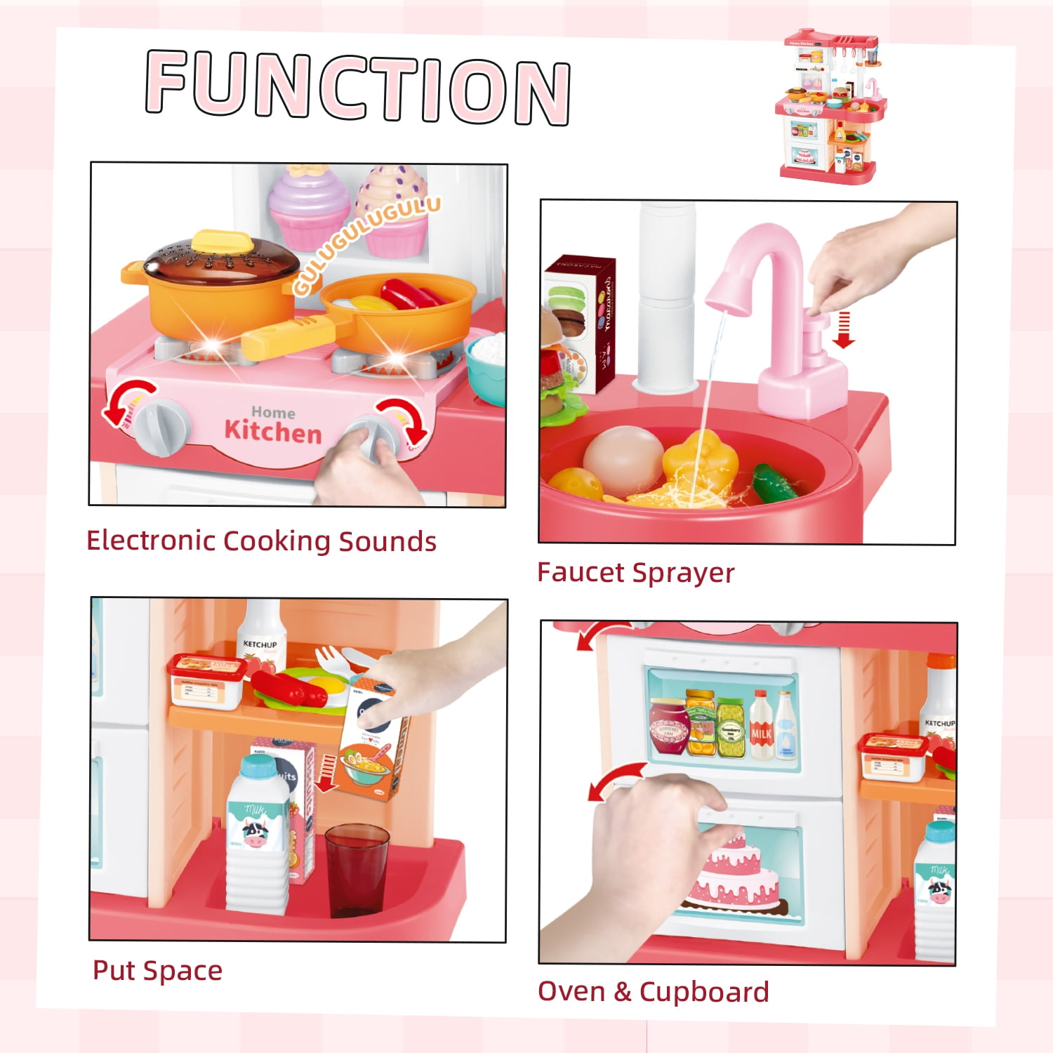 Beefunni Pretend Play Kitchen Set for Kids Girls, Toddlers Kitchen Playset Includes Toy Kitchen Accessories for Pretend Play, Indoor Toys Christmas Birthday Gifts for Girls 2-6 - Image 4