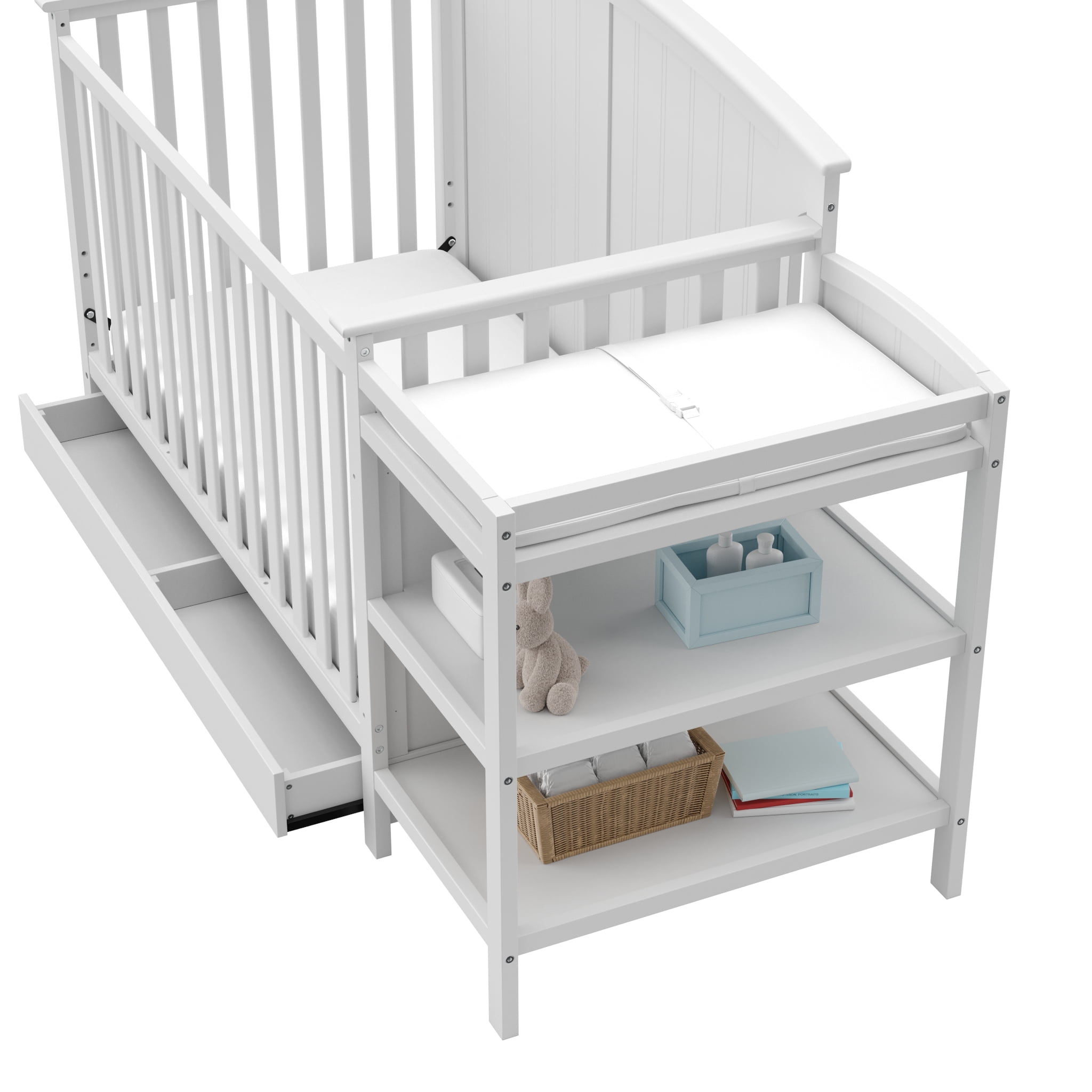 Storkcraft Steveston 5-in-1 Convertible Baby Crib & Changer, White - Image 8