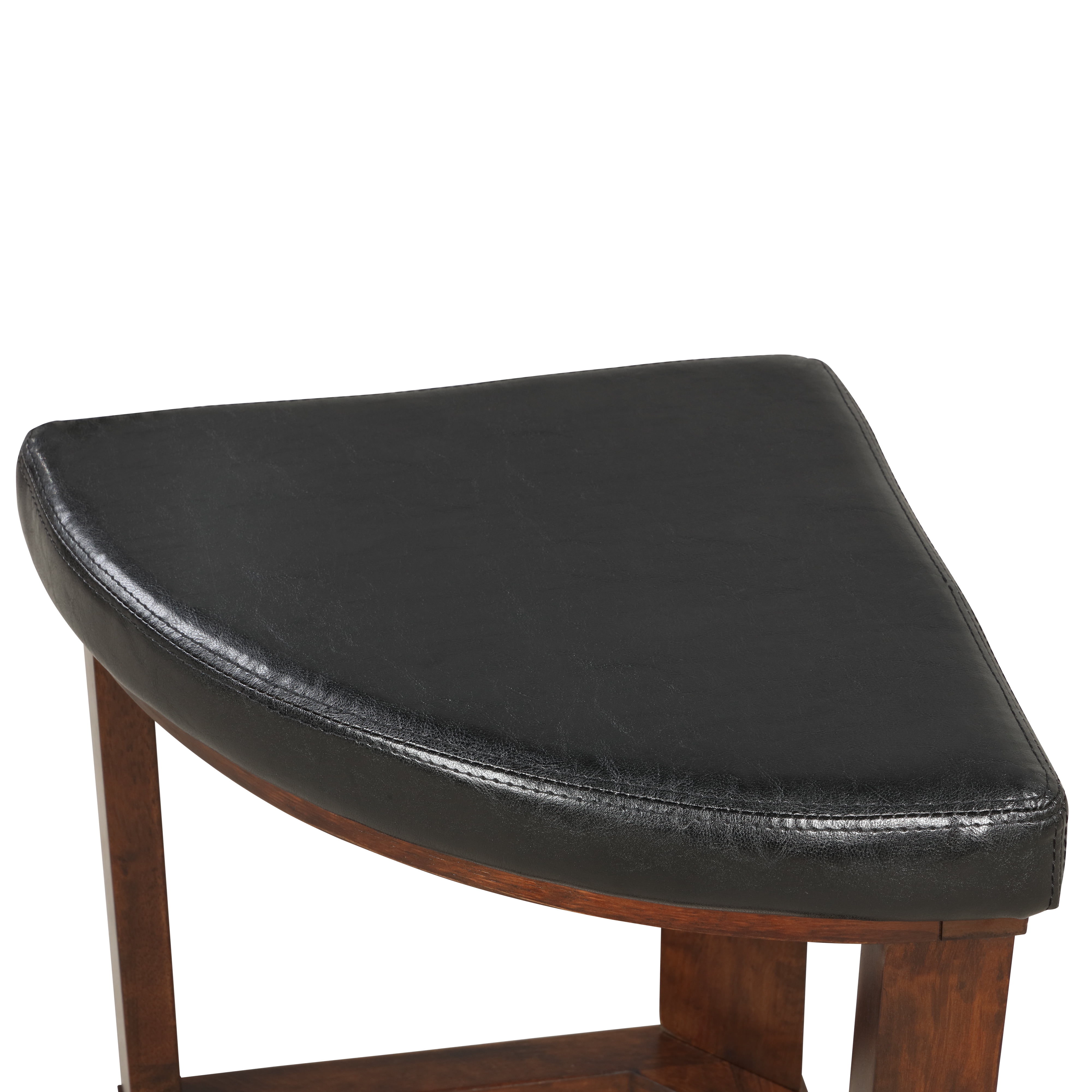 Roundhill Furniture Cylina Solid Wood Glass Top Round Coffee Table with 4 Stools - Image 6