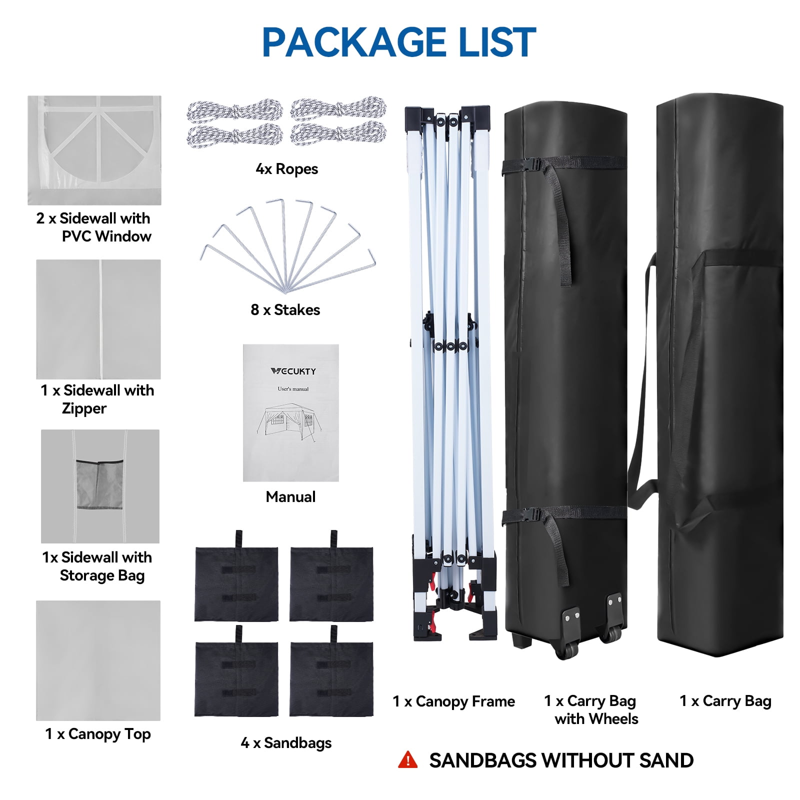 VECUKTY 10 x 10ft Pop up Canopy Tent with Sidewalls, Wheeled Bag, Shelter for Outdoor Shade, White - Image 4