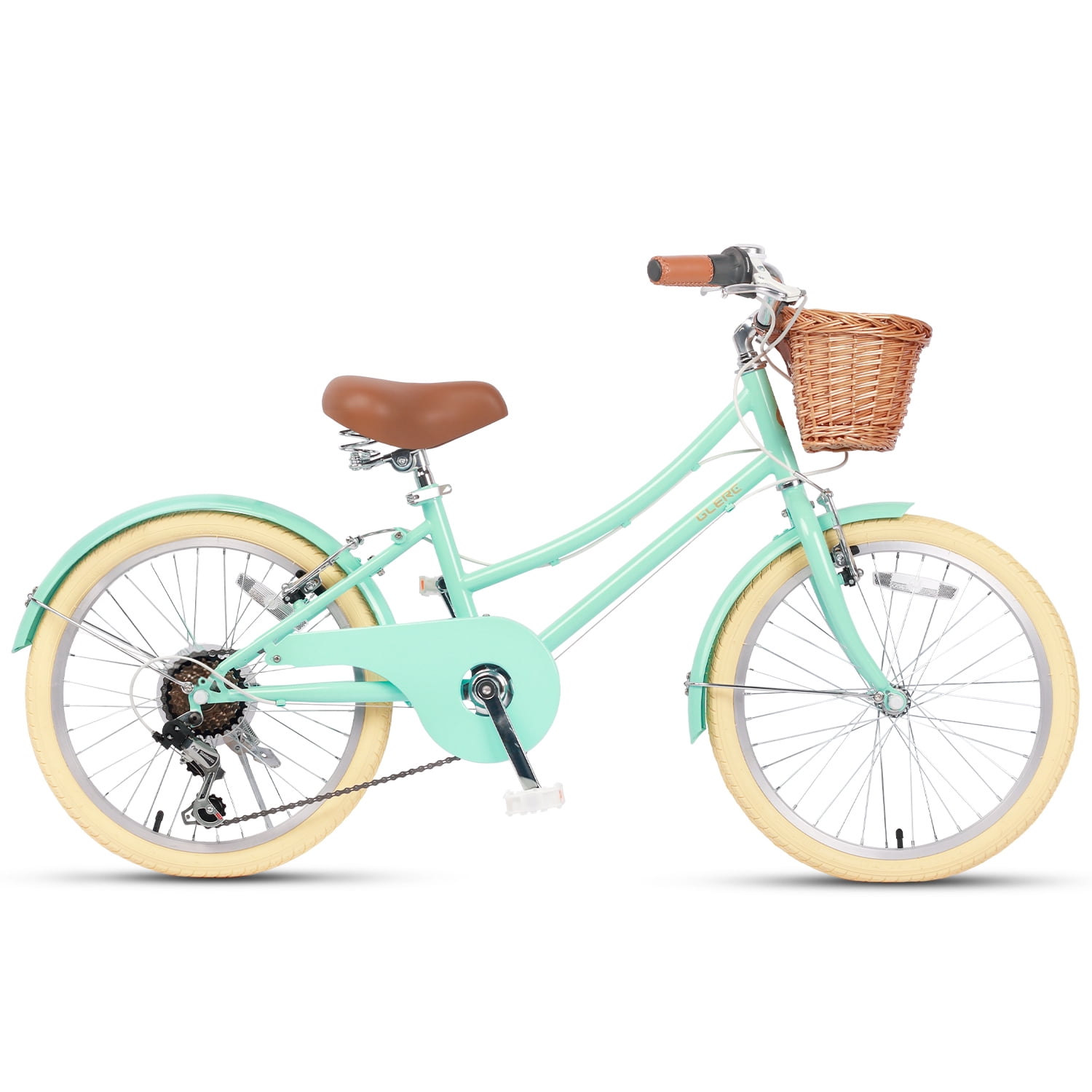 Glerc Missy 20" Girl Bicycle for Youth Over 6 Years Old Kids, Teenager with Wicker Basket, Mint Green - Image 10