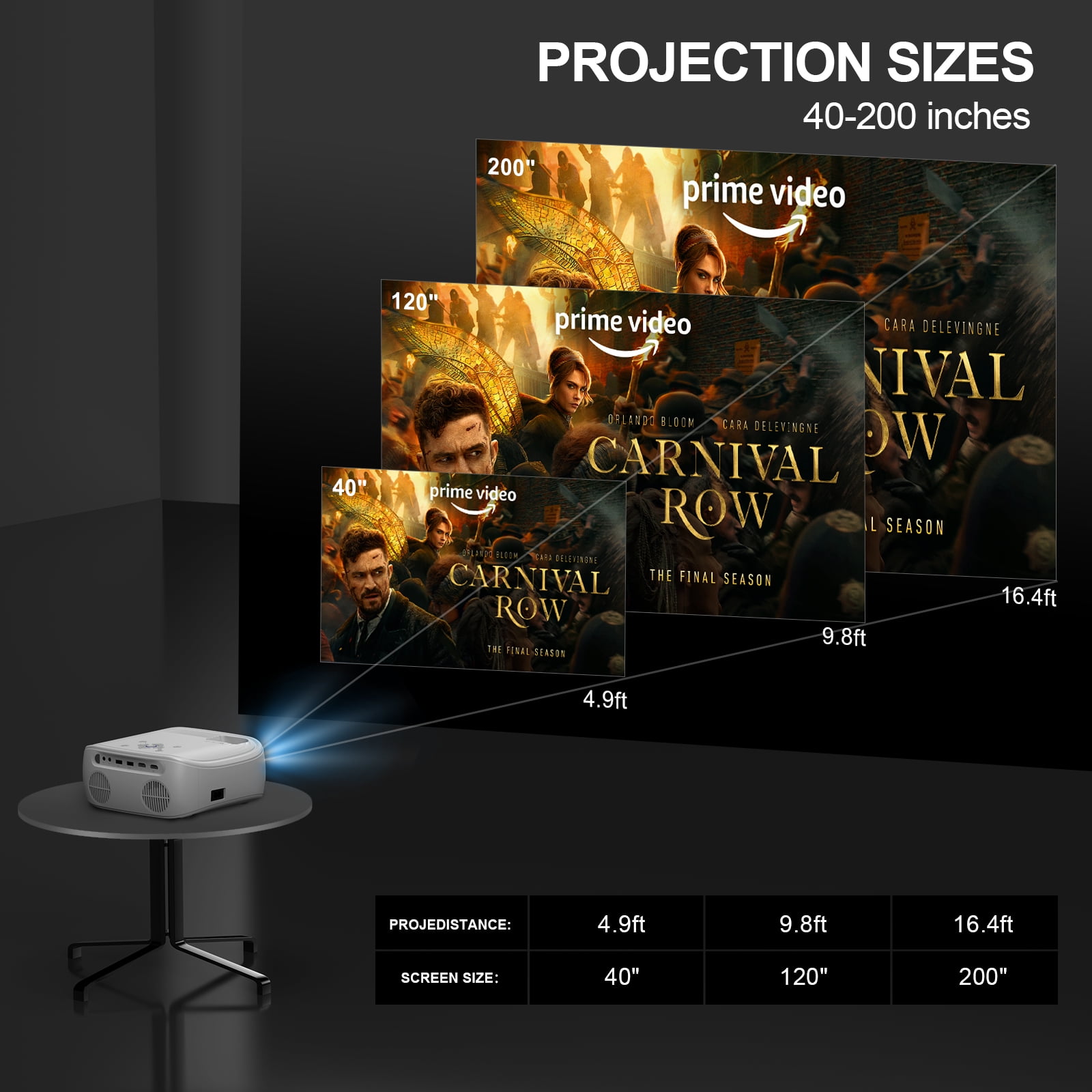 HONPOW Smart Projector with Wifi and Bluetooth/Android TV Native 1080P Movie Projector Built-in Apps Google TV Portable Projector for Home Theater Office 4K Support - Image 8