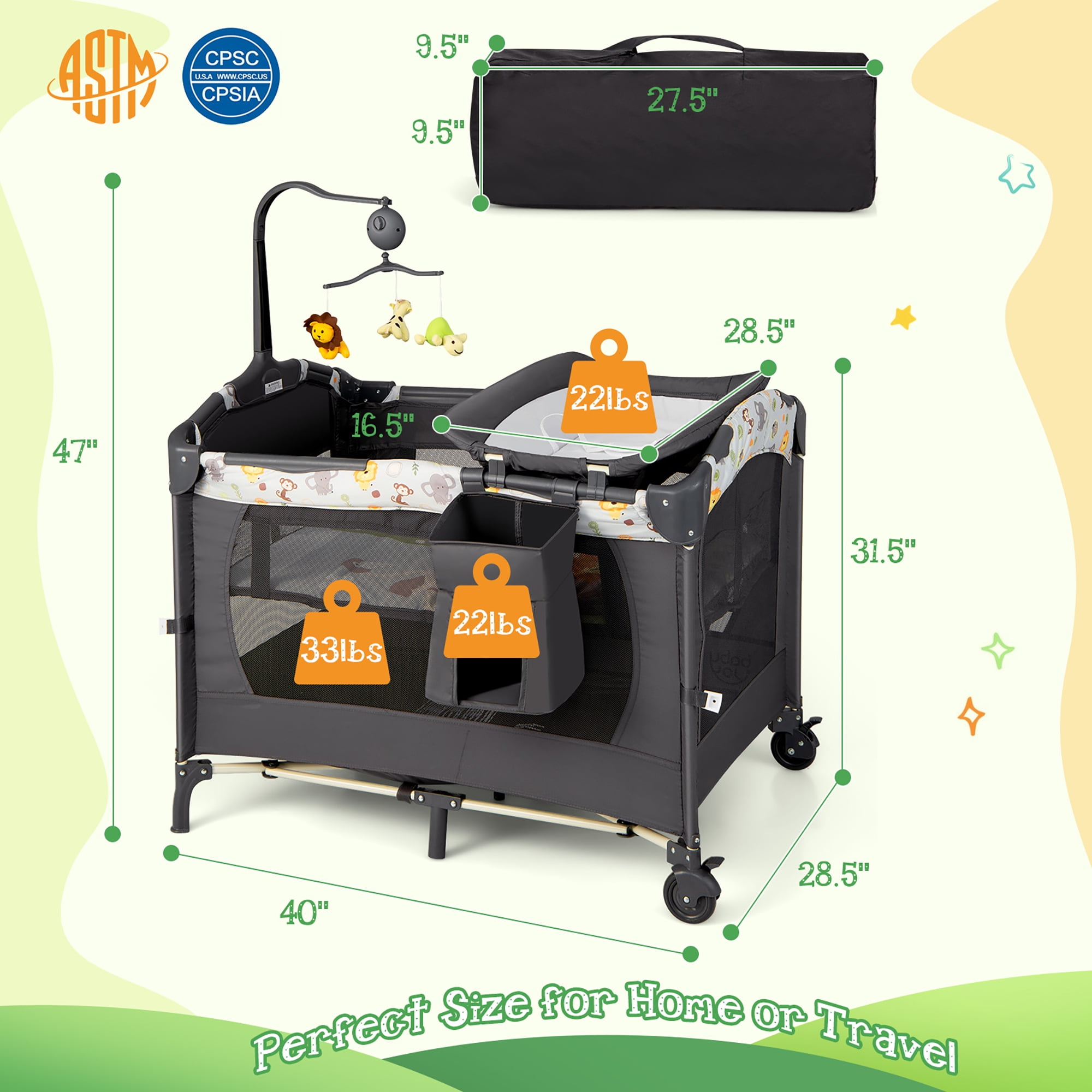 Costway Baby Bedside Sleeper Portable 4-in-1 Rolling w/Mattress - Image 7