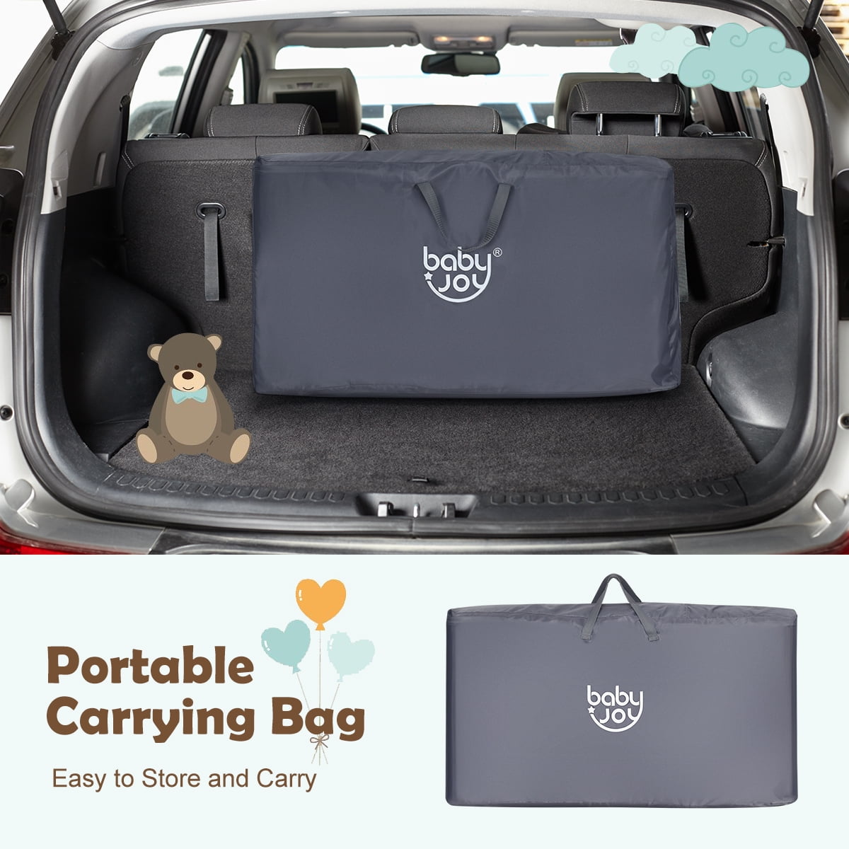 Costway Baby Playard Bassinet Bed Side Crib Infant Sleeper Breathable Mesh with Carrying Bag Gray - Image 6