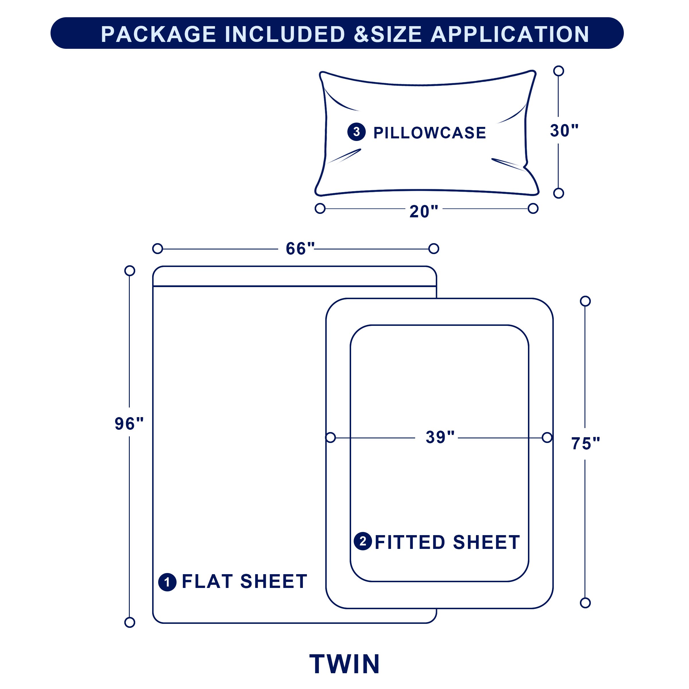 Subrtex 300 Thread Count Cotton and Tencil Bed Sheet Sets Wrinkle Resistant (Twin, Navy) - Image 3