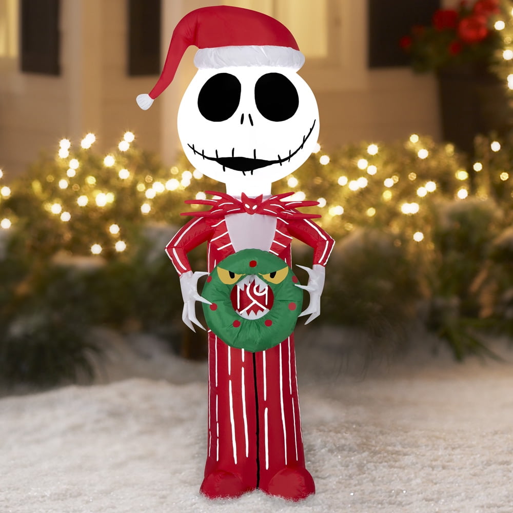 The Nightmare Before Christmas Jack Skellington with Red Suit and Monster Wreath, 4 Feet Tall - Image 5