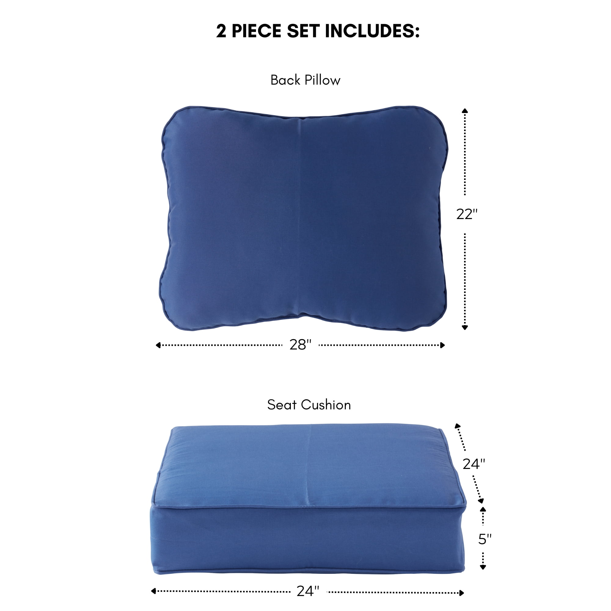 Greendale Home Fashions 24 x 24 in. Marine Blue Premium 2-Piece Deep Seat Cushion Set - Image 7