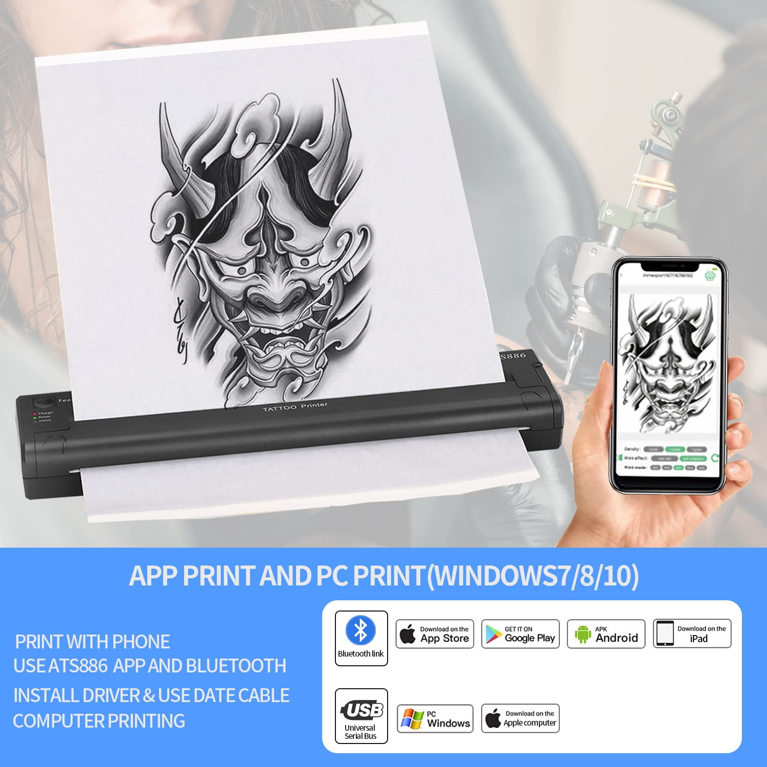 Mixfeer Wireless Printer, Portable Tattoo Transfer Stencil Thermal Printer - Image 7