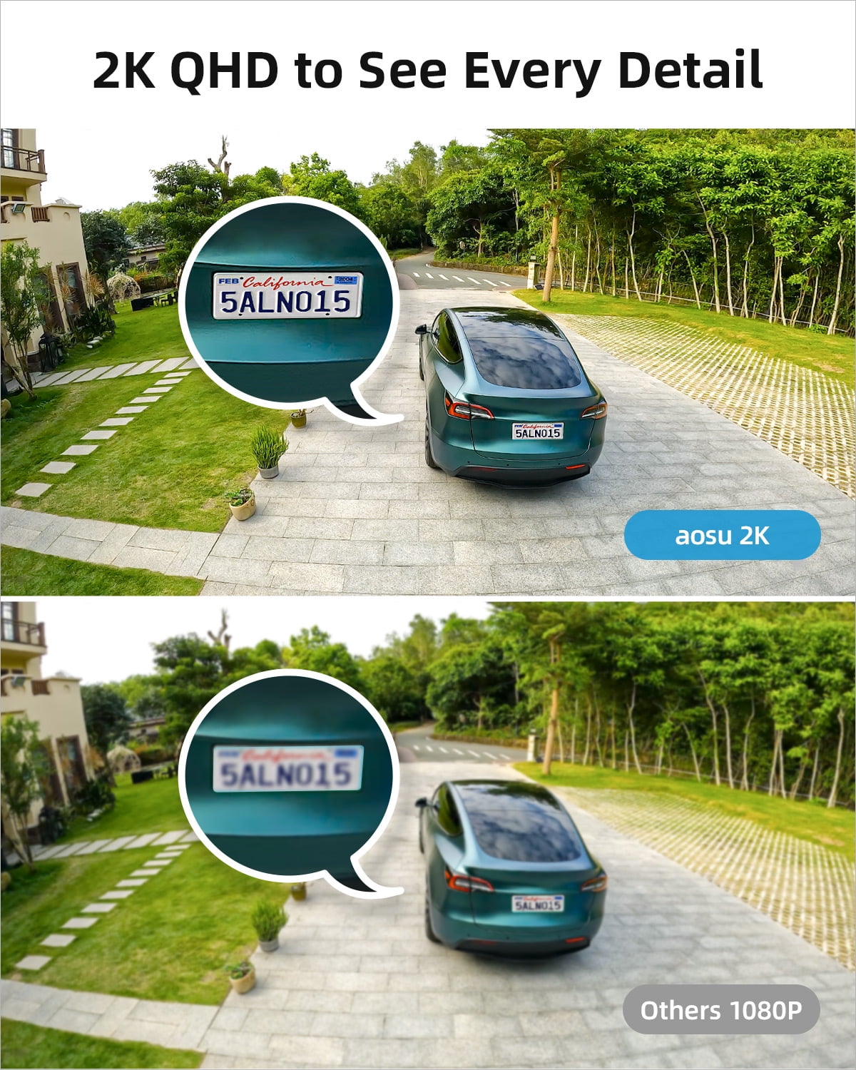 AOSU Solar Wireless Outdoor Security Cameras, 2K/3MP Home Security System, 2 Camera Kit with 166° Ultra-Wide View, Solar Powered, Spotlight, Night Vision, No Monthly Fee, 32G Local Storage - Image 9