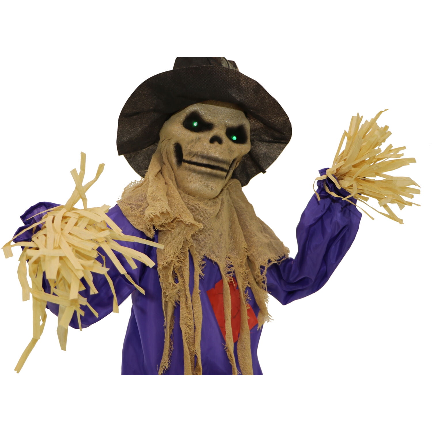 Haunted Hill Farm 6 ft Standing Halloween Scarecrow Yard Decoration with LED Green Eyes, HHSCR-5FLS - Image 14
