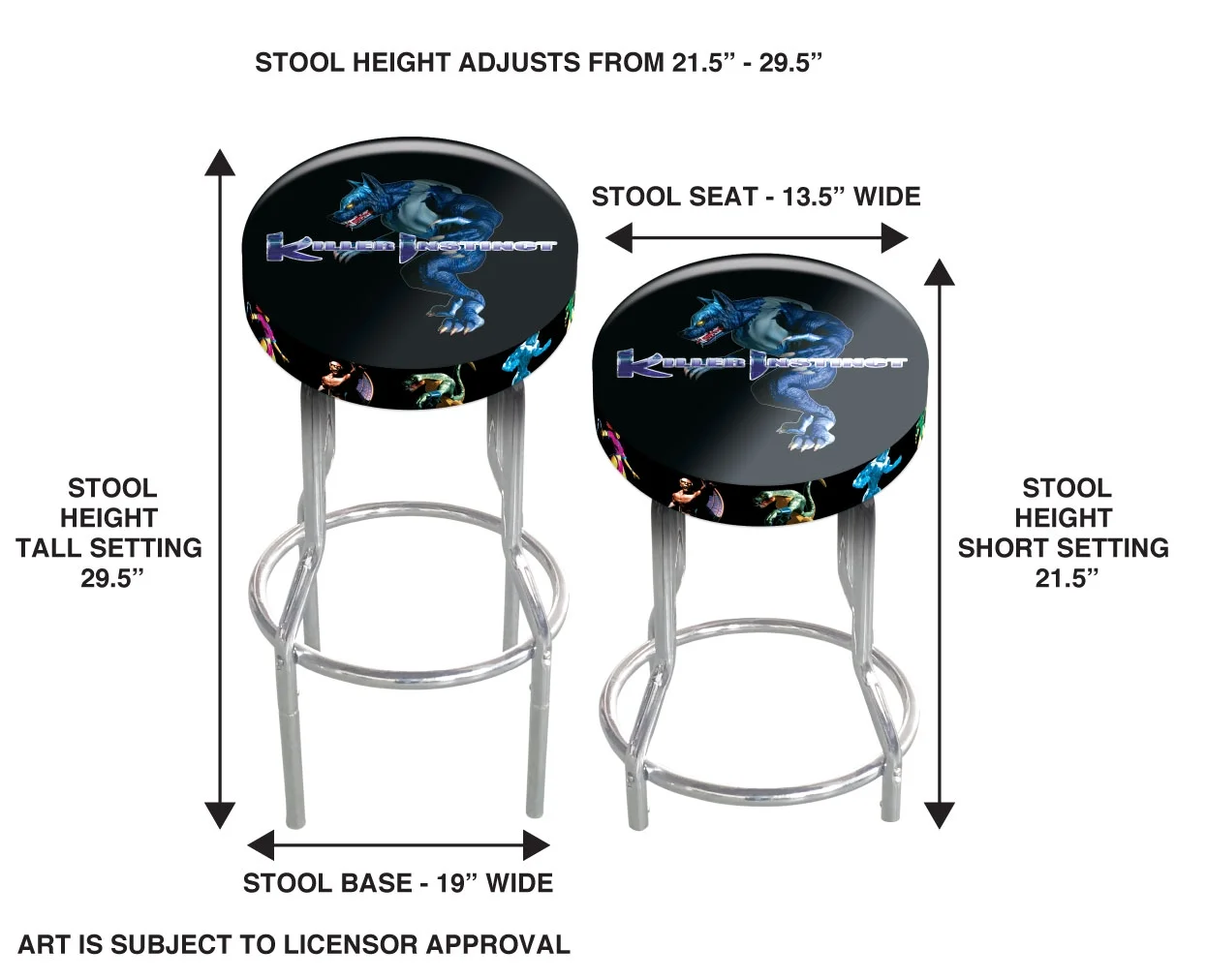 Arcade1Up Round Adjustable Steel Bar Stool, Black - Image 3