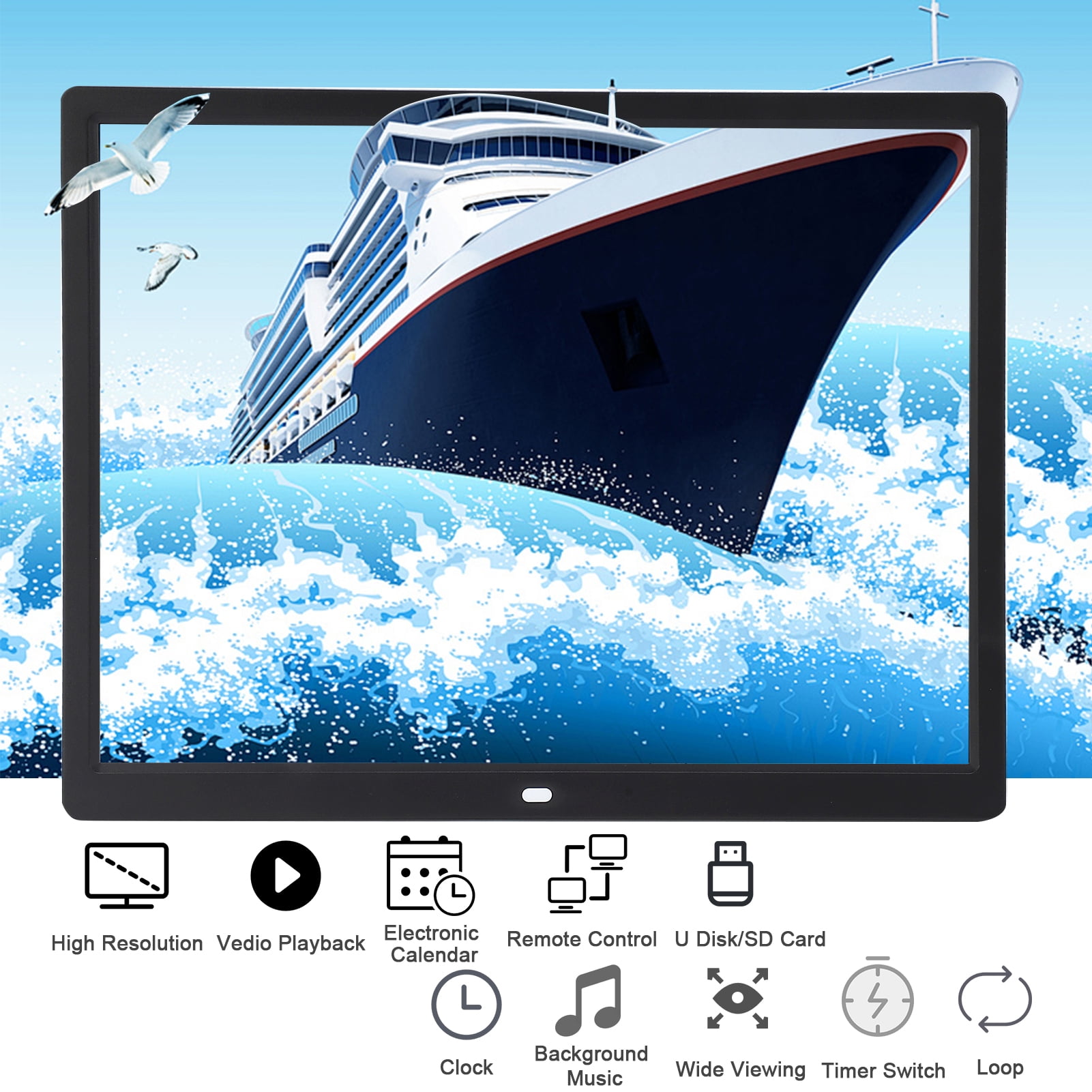 15" Digital Picture Frame with HD IPS Screen Digital Photo Frame Supports up to 16GB Storage Cards, Auto-Rotate, Tabletop & Wall-Mounted Digital Frame Supports Share Photos Video, Black - Image 11