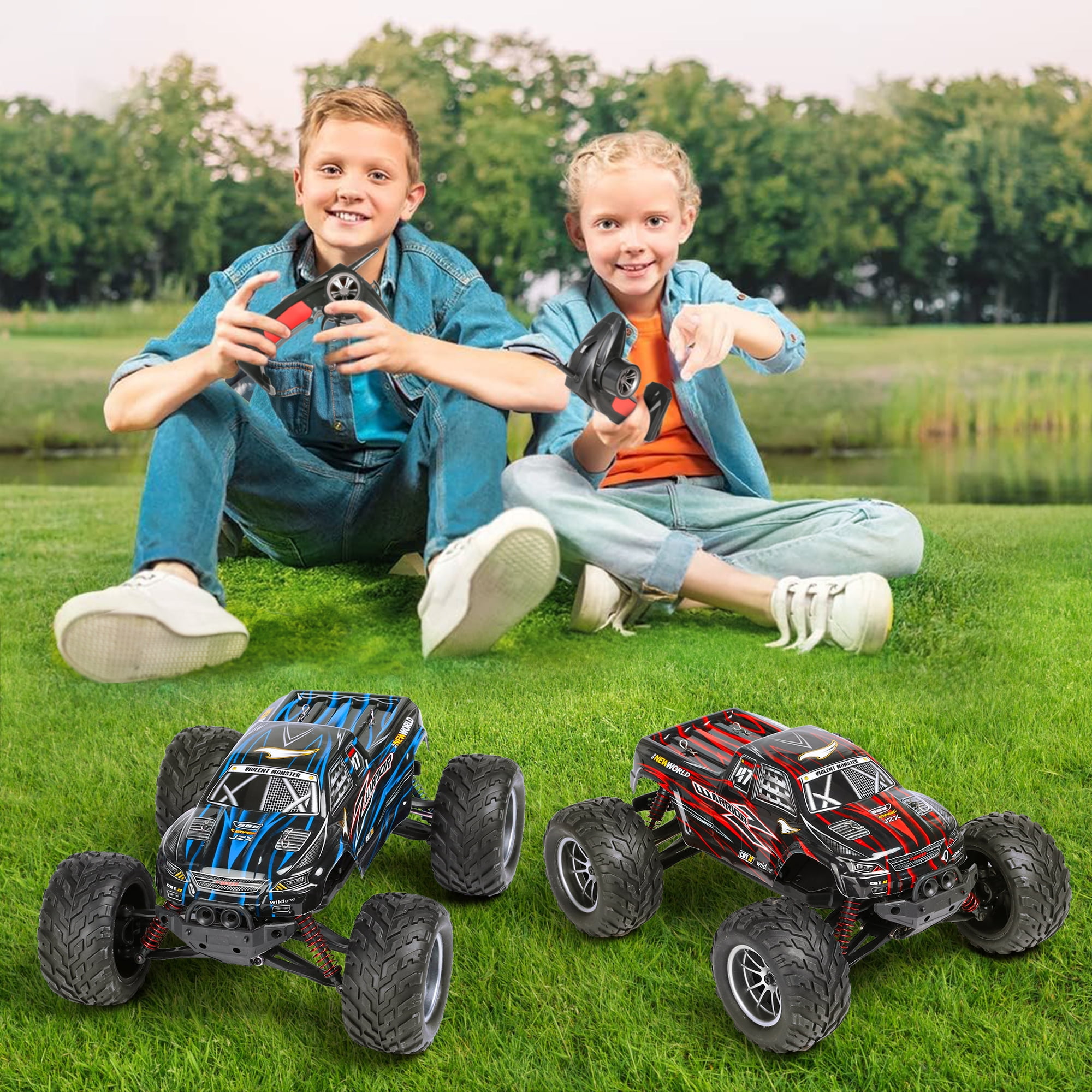 Hot Bee 1:12 RC Cars for Adults&Kids 14+, 2 Rechargable Batteries RTR Off-Road RC Trucks, 42 Kmh All Terrains Remote Control Car Crawler, Christmas Gift for Boys 8-11 12+ (Red&Blue) - Image 10
