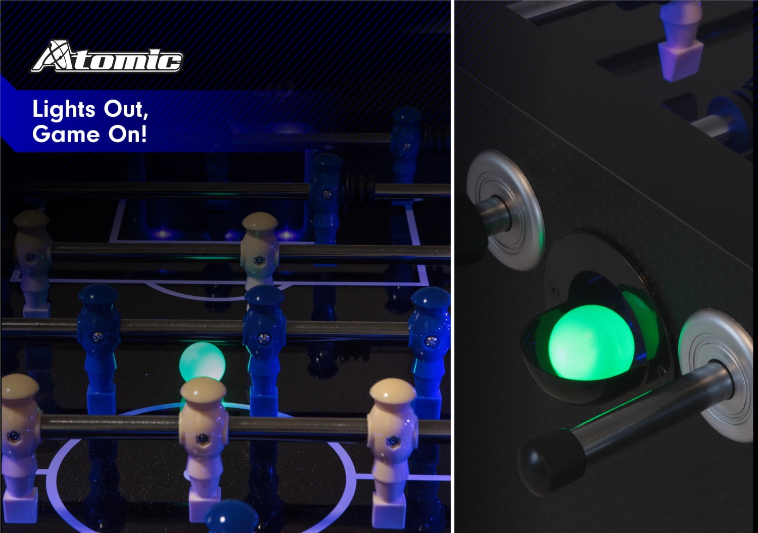Atomic Azure LED Light Up Foosball Table with Interactive Inrail LED Lighting and Cascading Effects Paired with In Game Music - Image 18