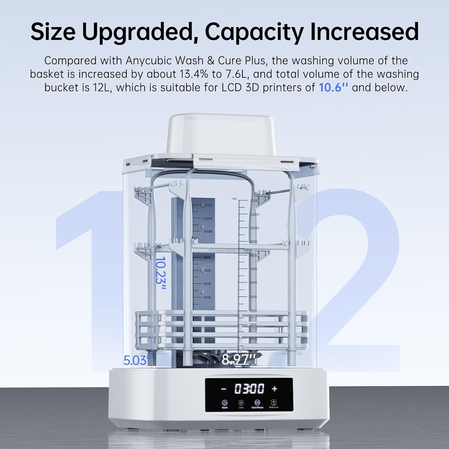 ANYCUBIC Wash and Cure 3 Plus Station, Size-Upgrade Wash Cure Machine with Gooseneck Lights, Dual-Layer Design and IPA Saving, for Anycubic Photon Mono M5 Saturn LCD/SLA/DLP 3D Printer - Image 8