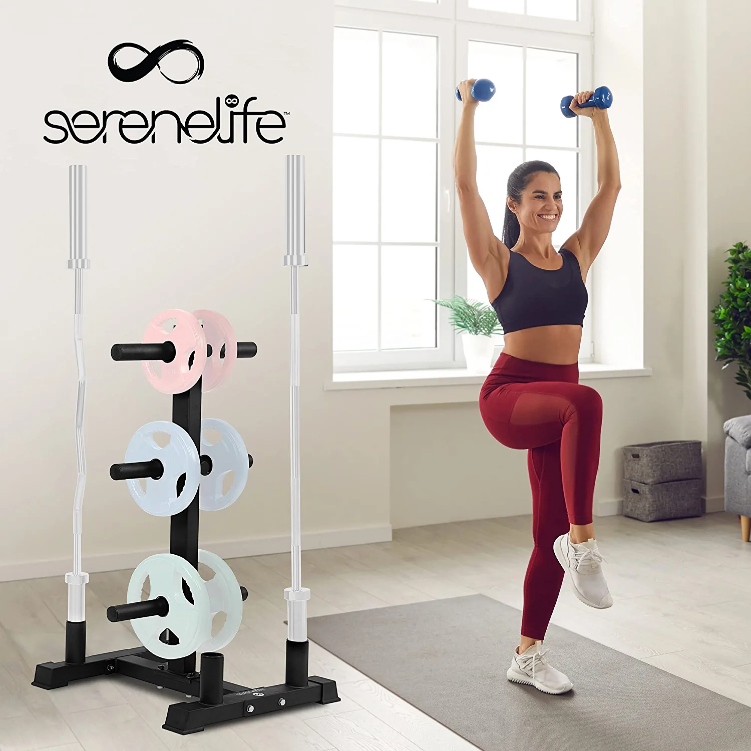 SereneLife Olympic Weight Plate Rack Steel - 800 Pounds Capacity, Heavy Duty Gym Organizer - Image 5