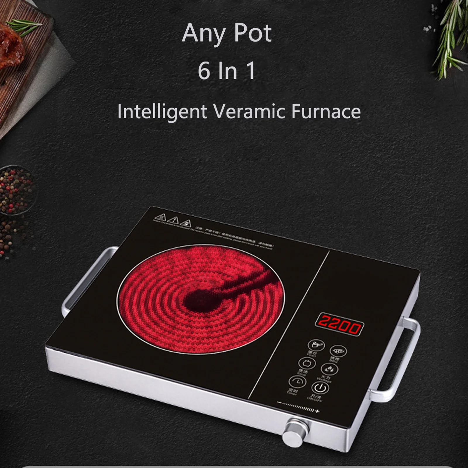 3500W Electric Ceramic Stove,Portable Cooktop,Infrared Induction Cooker Hot Plate,with All Cookware,Heat-Up In 5S with Timer,LED Screen,One-piece Panel for Easy Cleaning - Image 3