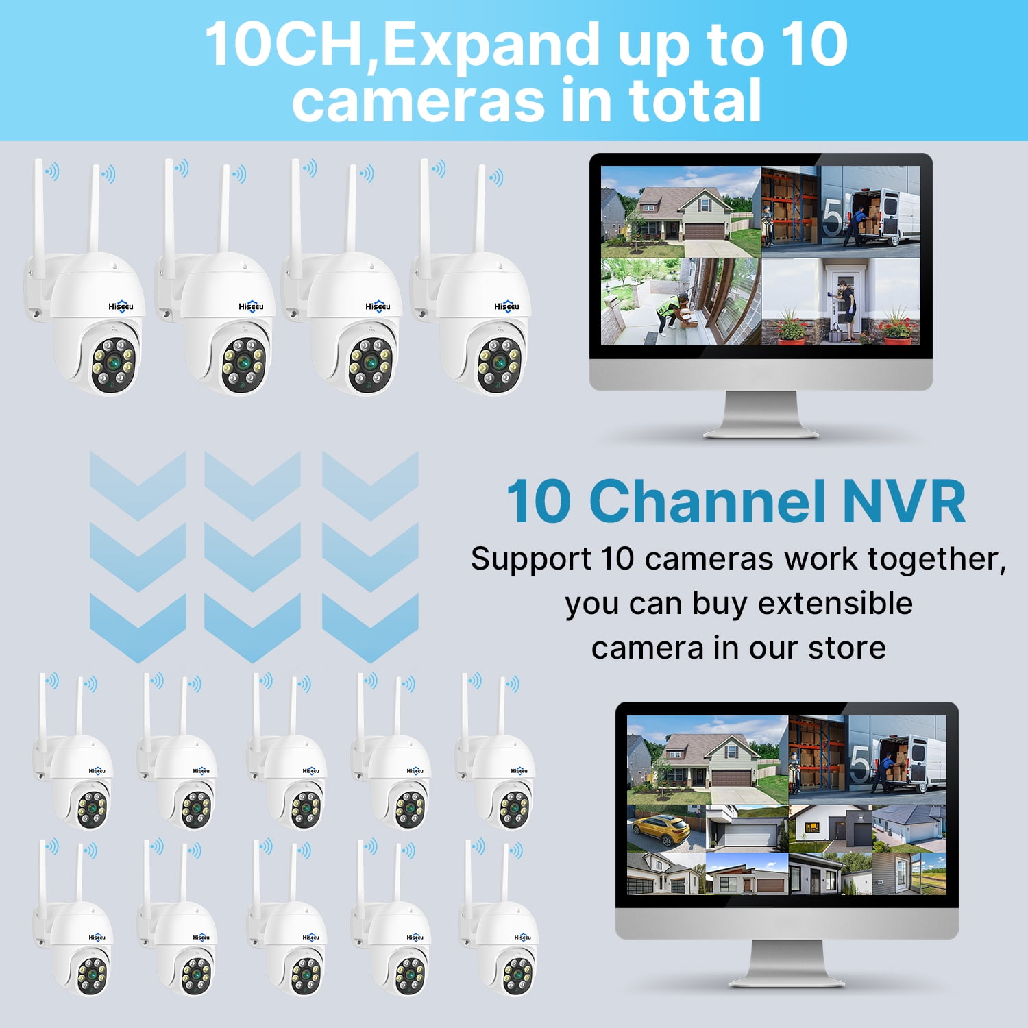 Hiseeu 3MP Security Camera System, Auto Tracking, Full Color Night Vision, IP66 Waterproof, with 1TB HDD - Image 4