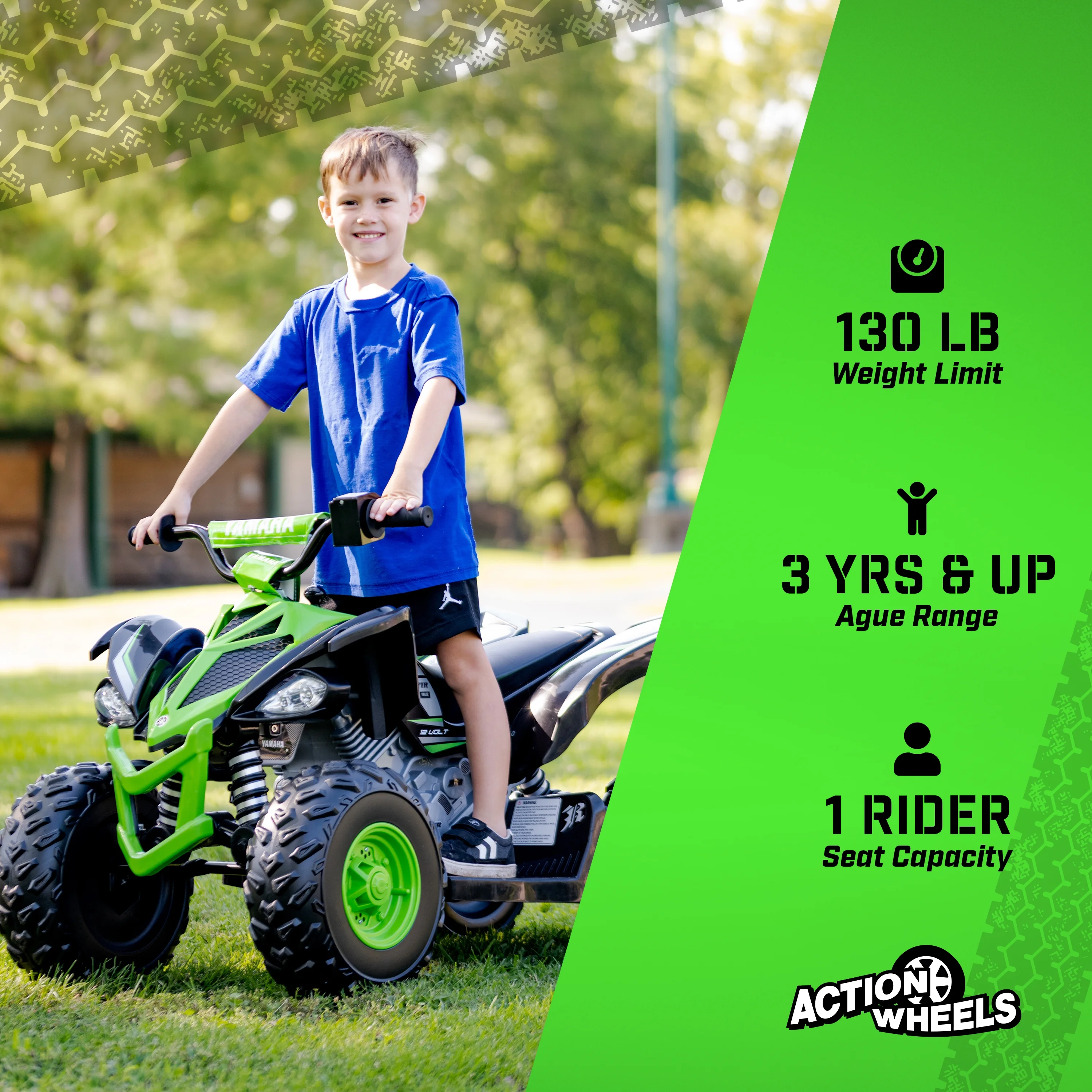Yamaha Raptor 12V ATV Ride-on, Ages 3+, Speeds Up to 5 MPH, Includes Battery and Charger - Image 3