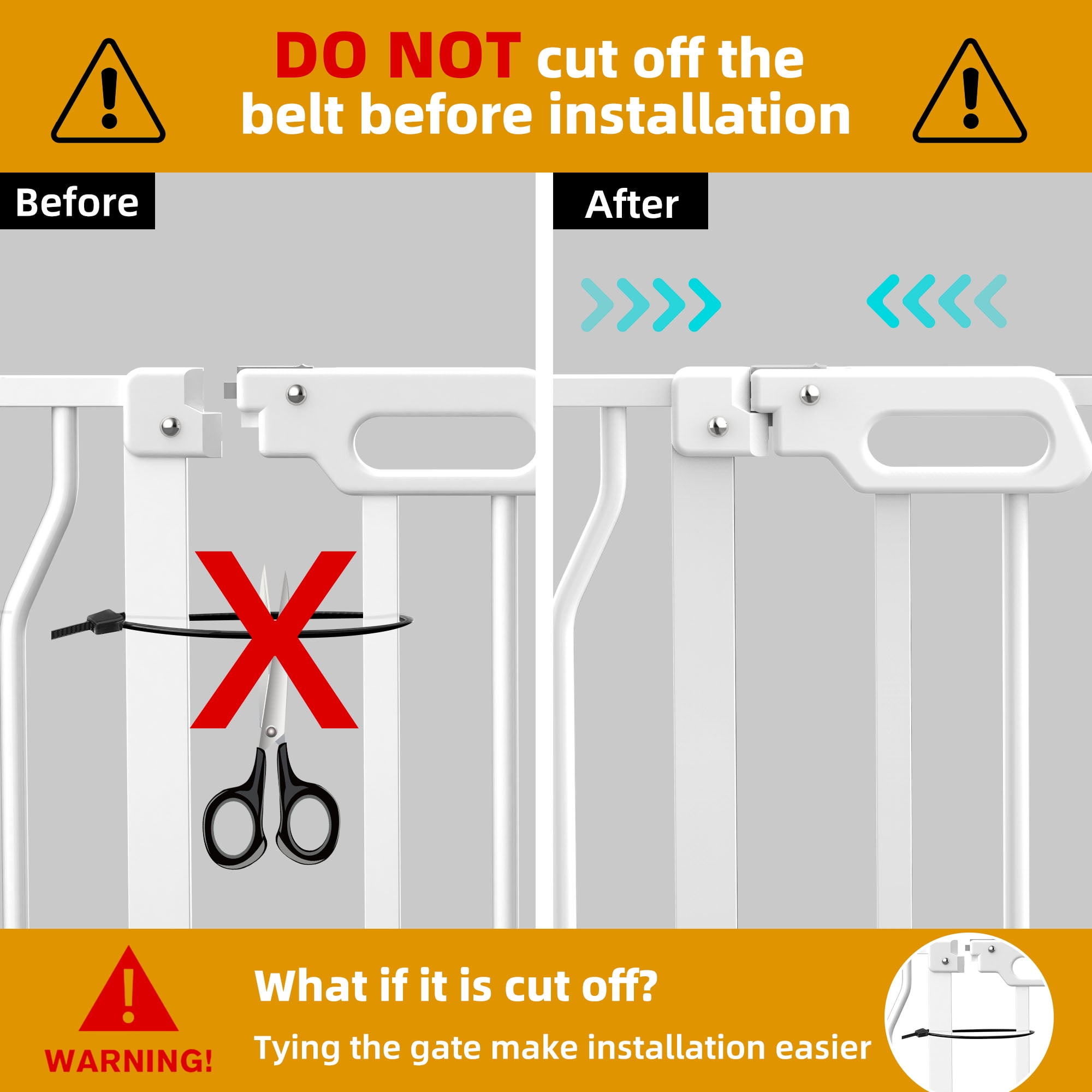 Wisairt Extra Wide Metal Baby Safe Gate with Pet Door for Stairway and Hallway,for Baby Toddler Children Age Group 6 to 24 Months(White) - Image 6