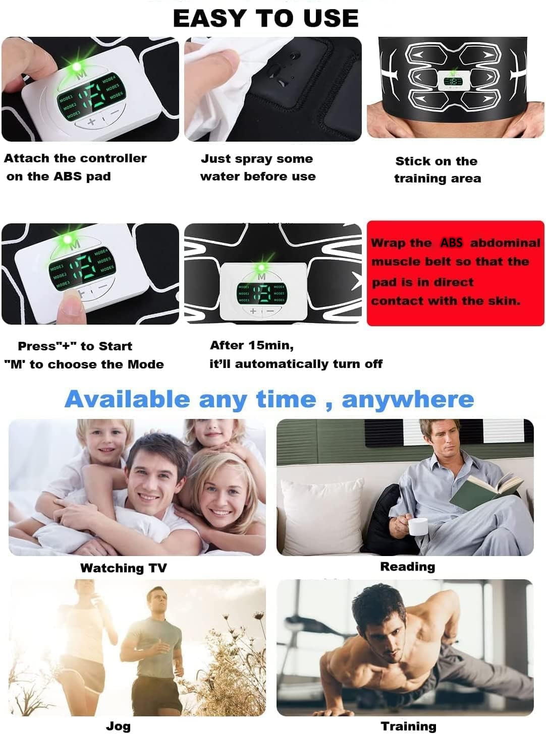 Abs Muscle Belt, Washable Cloth Training Waist Trimmer, Fitness Abdominal Muscle Toning Belt for Men & Women, Home Office - Image 4