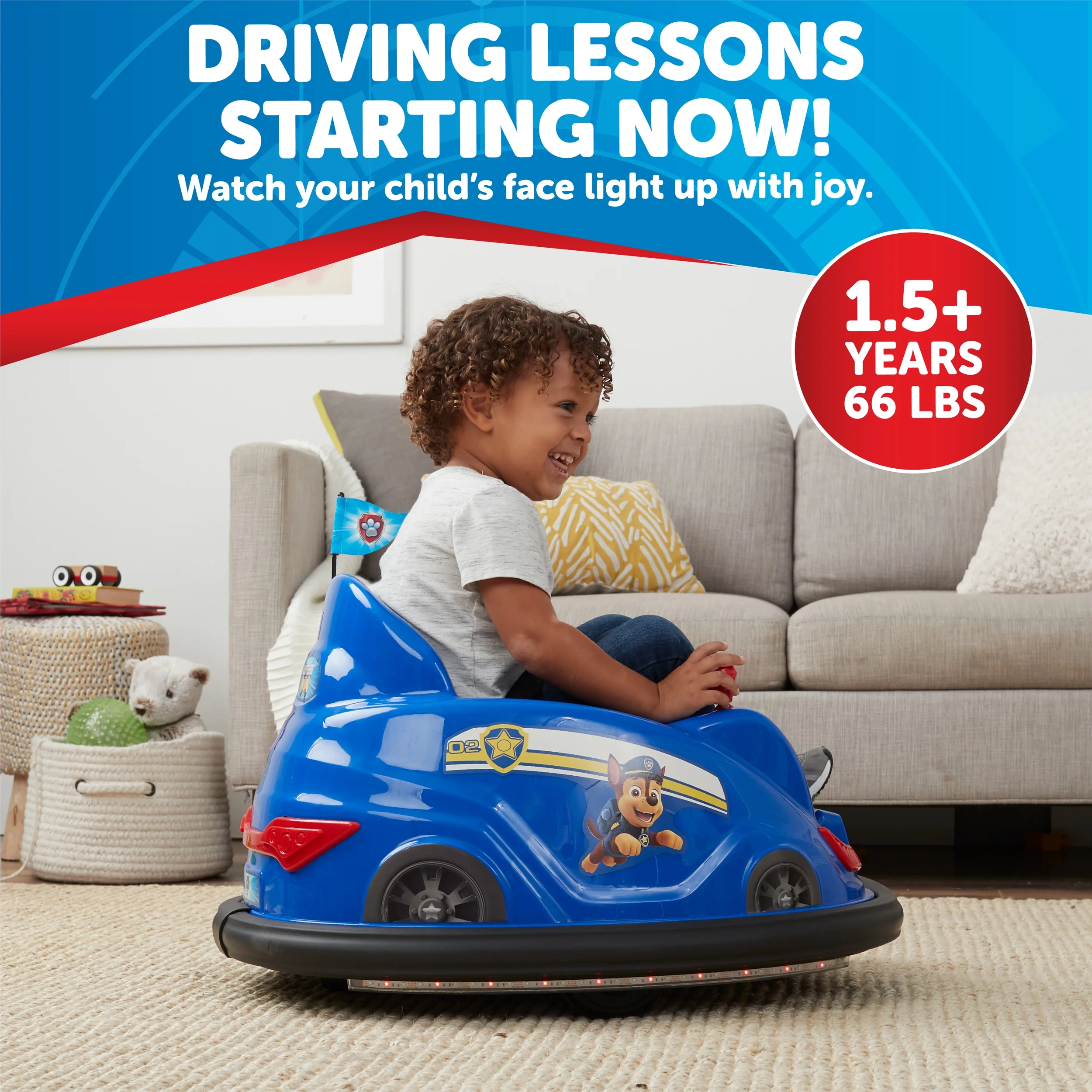PAW Patrol 6V Bumper Car, Battery Powered, Electric Ride on by Flybar - Image 3