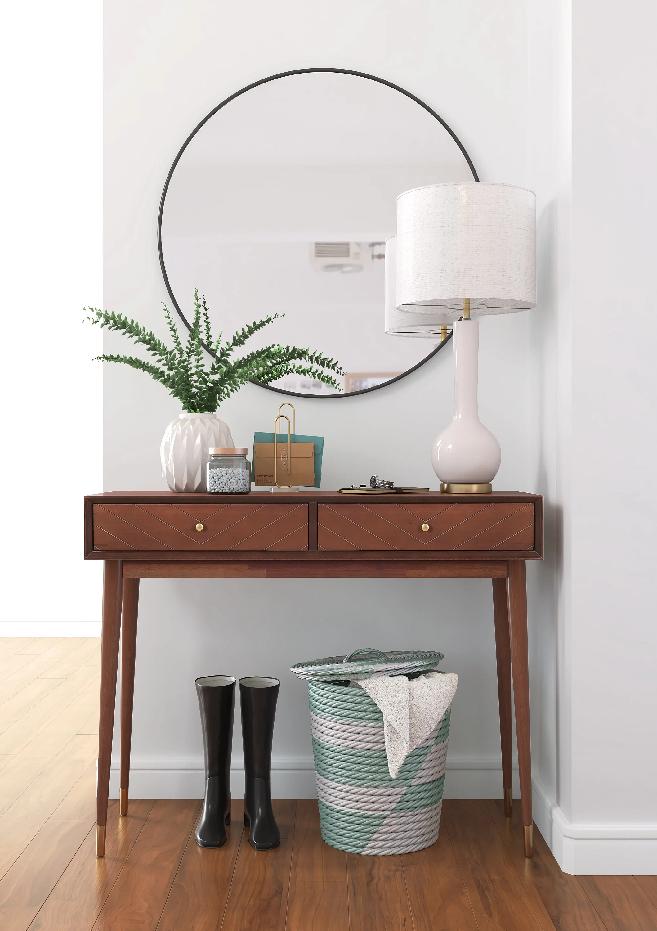 Adore Decor Sutton Mid-Century Modern Console Table Walnut Brown - Image 3