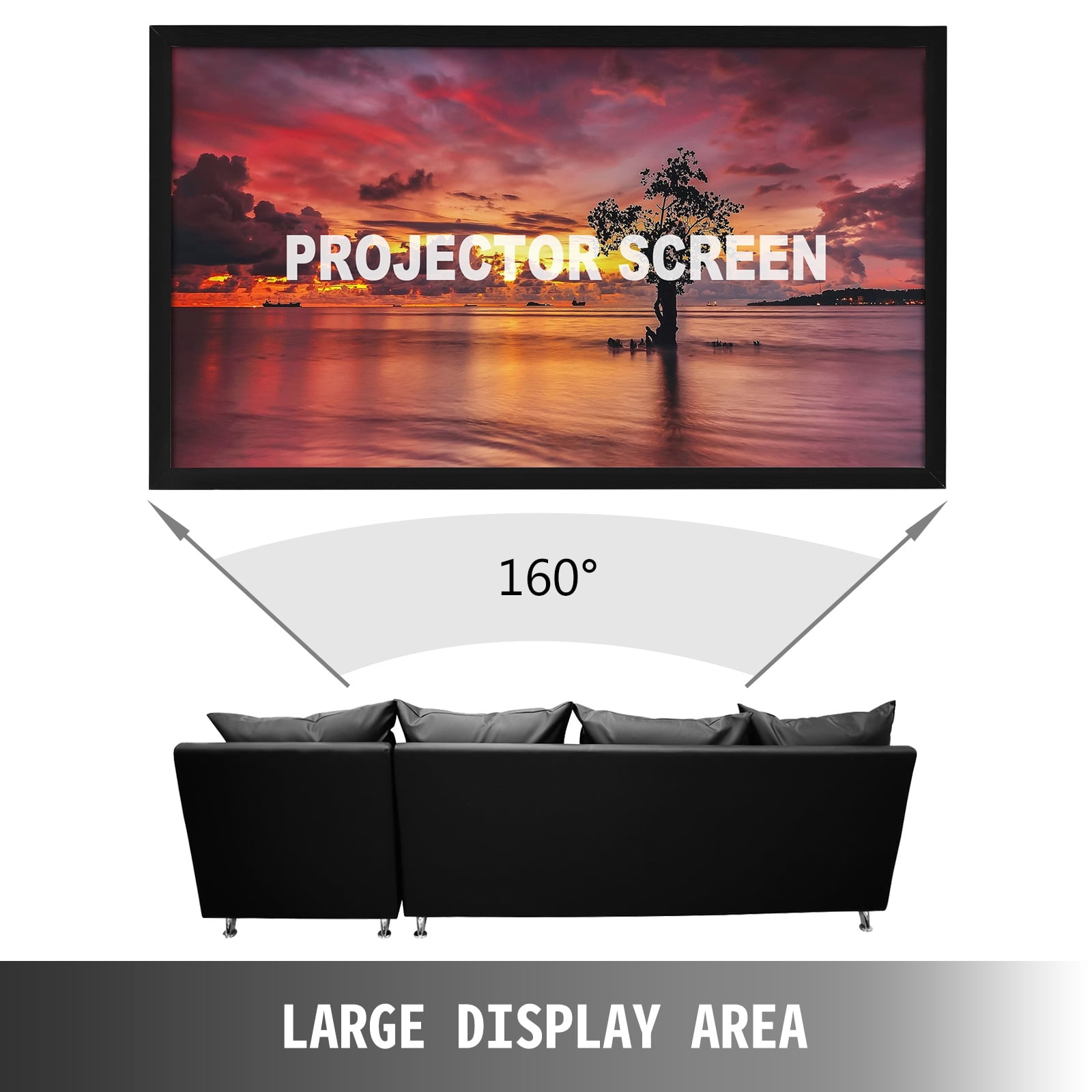 VEVOR 120" 16:9 Projector Screen Fixed Frame 4K HDTV Movie Theater 3D - Image 9