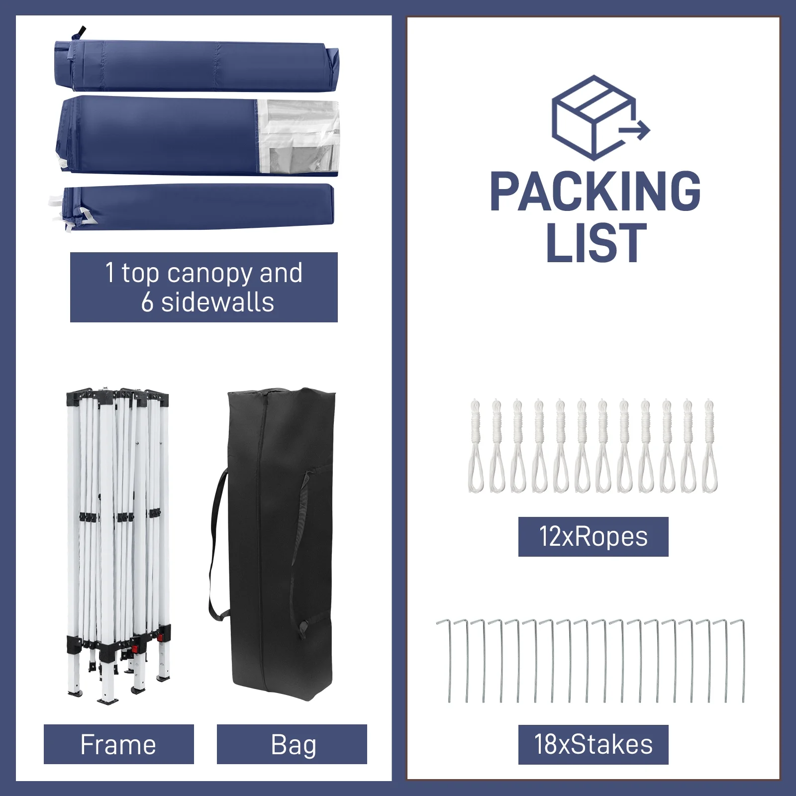 UBesGoo Ez Pop Up Patio Canopy Tent Gazebo Outdoor Party with 6 Sidewalls 10 x 20 ft Blue - Image 6