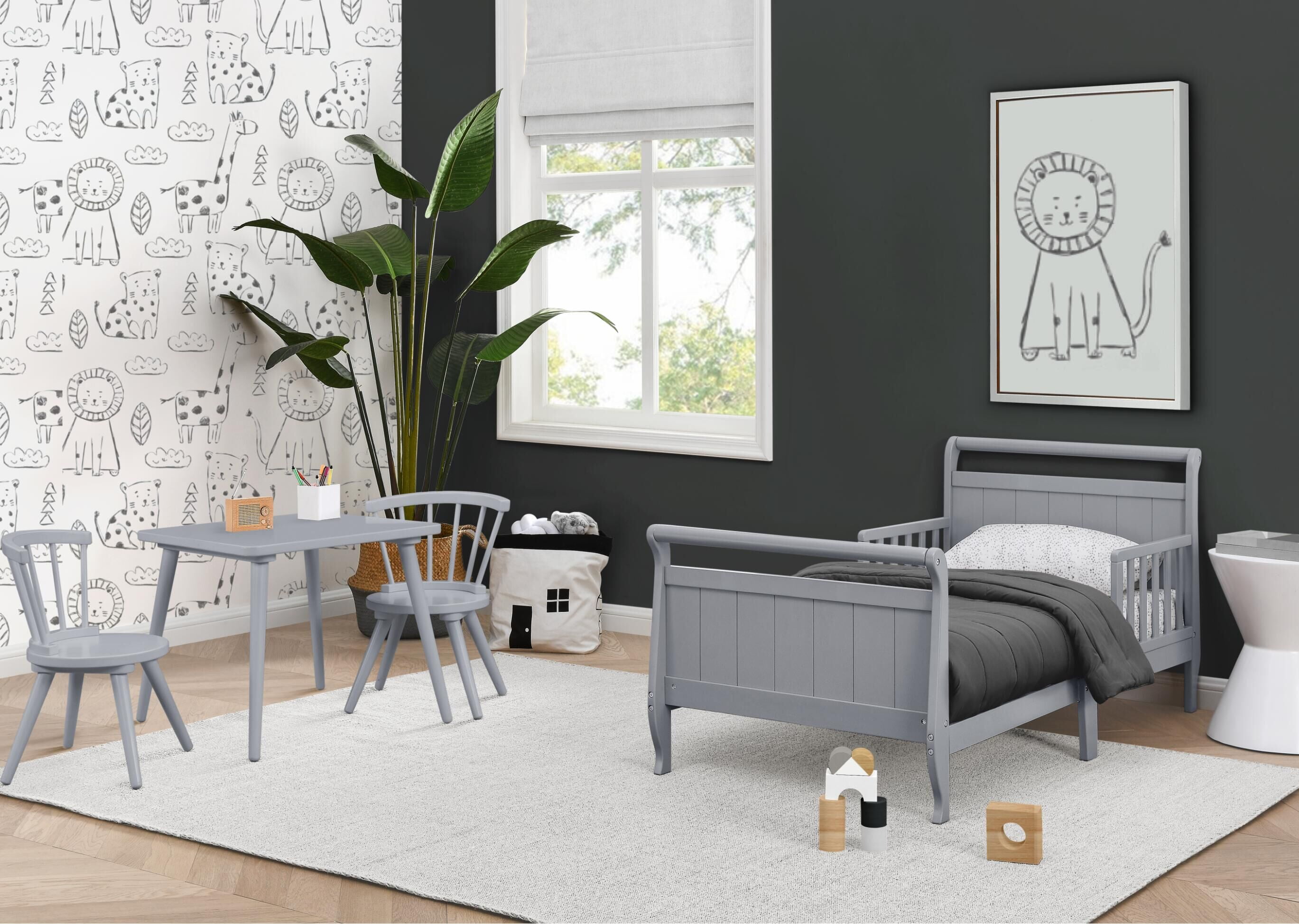 Delta Children Wood Sleigh Toddler Bed - Greenguard Gold Certified, Grey - Image 5