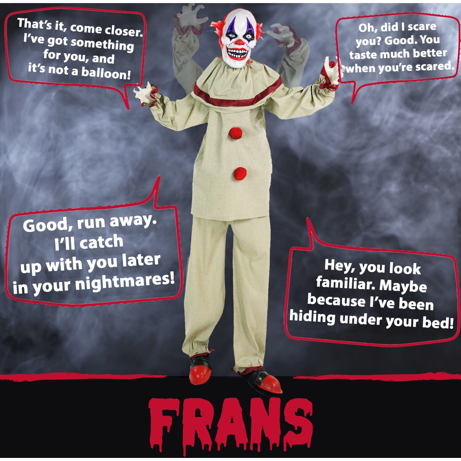 Haunted Hill Farm 5-Ft. Animatronic Clown, Indoor/Outdoor Halloween Decoration, HHCLOWN-4FLSA - Image 5