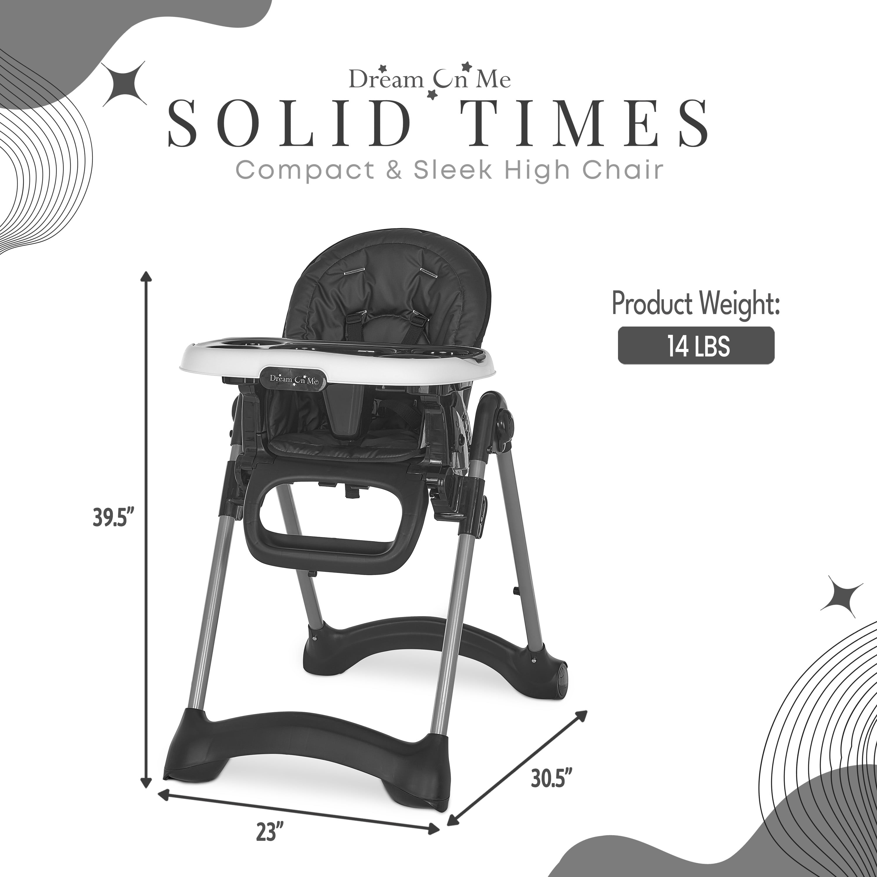 Dream On Me Solid Times High chair, Compact & Sleek High Chair, Multiple Recline and Height Positions, Lightweight Portable Highchair, In Black - Image 7
