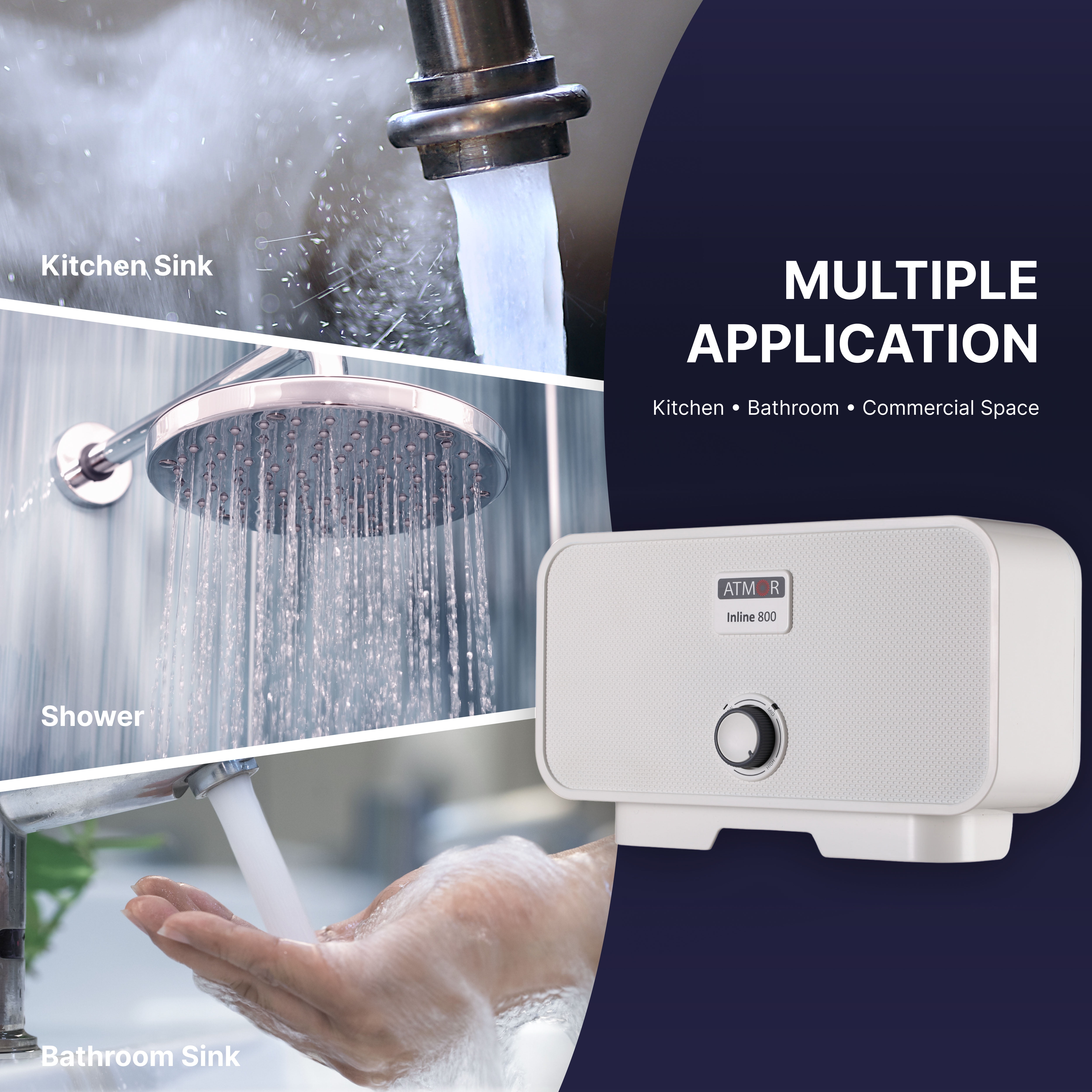 Atmor 3.5kW/120V 0.5 GPM Point-Of-Use Electric Tankless Water Heater Includes Pressure Relief Device 1-Sink - Image 4