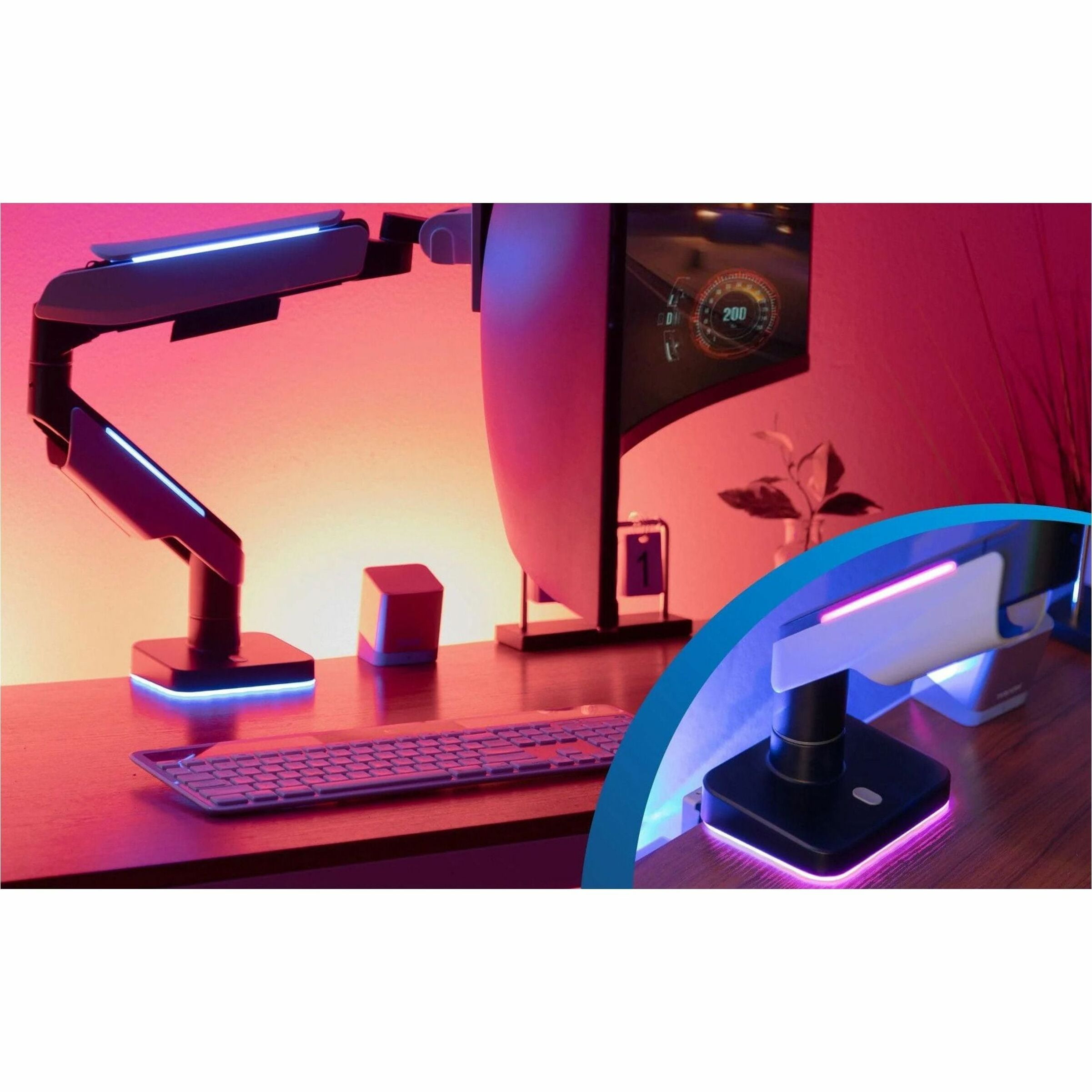 Mount-It! Heavy-Duty Single Computer Monitor Arm for Ultrawide Curved Screens Up To 49", Gaming Monitor, RGB Lights, USB - Image 8