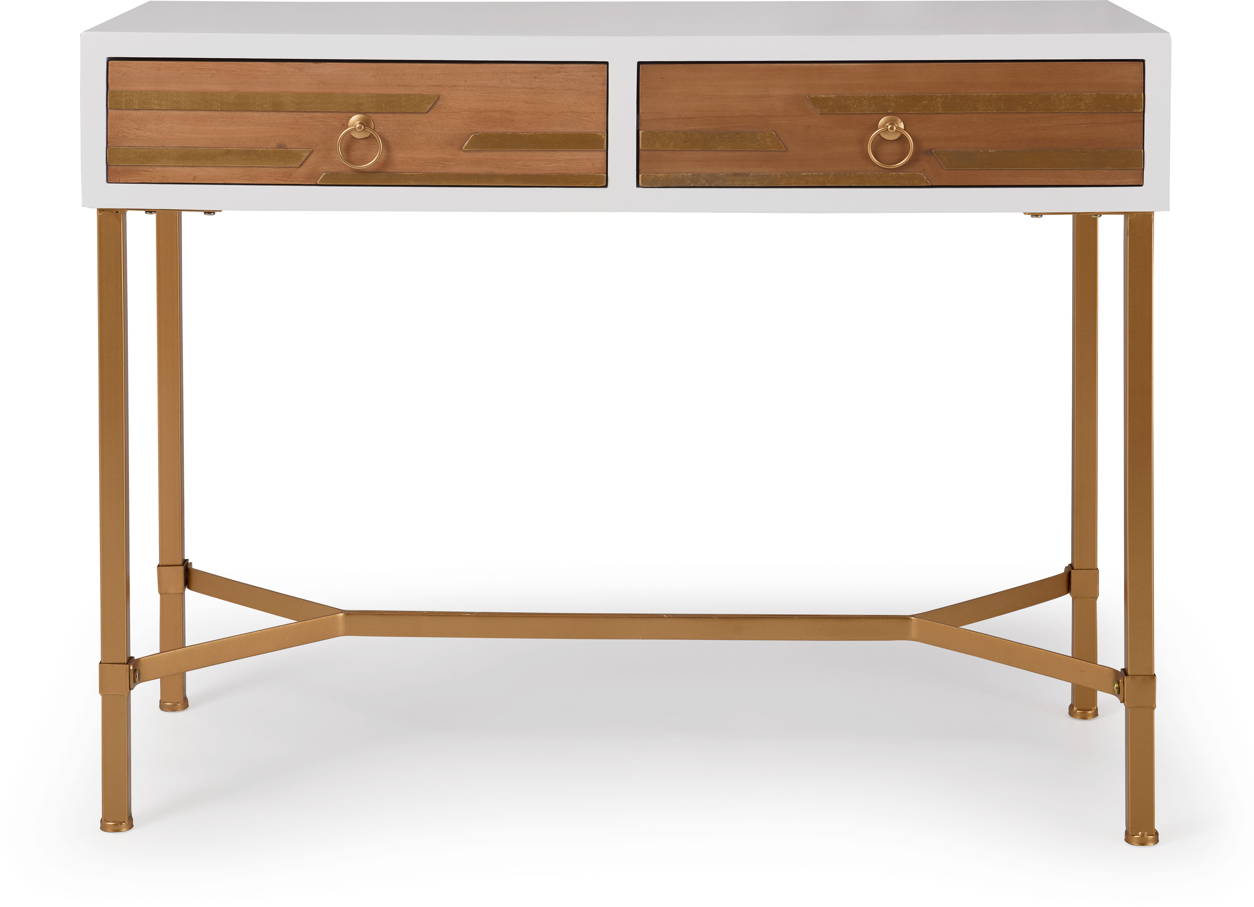 Adore Decor Jupiter Modern 2-Drawer Wood Desk Console Table in White - Image 13