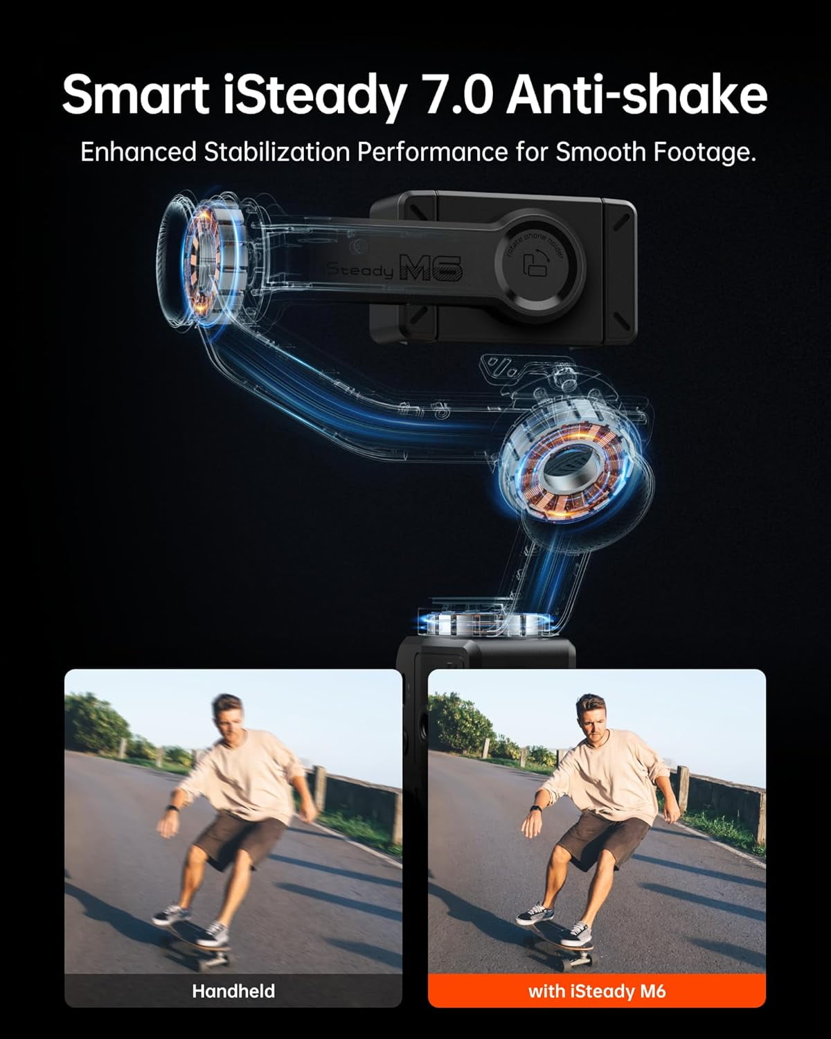 hohem iSteady M6 Kit 3- Smartphone Gimbal Stabilizer with AI Vision Sensor & with Tripod, Magnetic Design, Portable and Foldable for video recording - Image 3