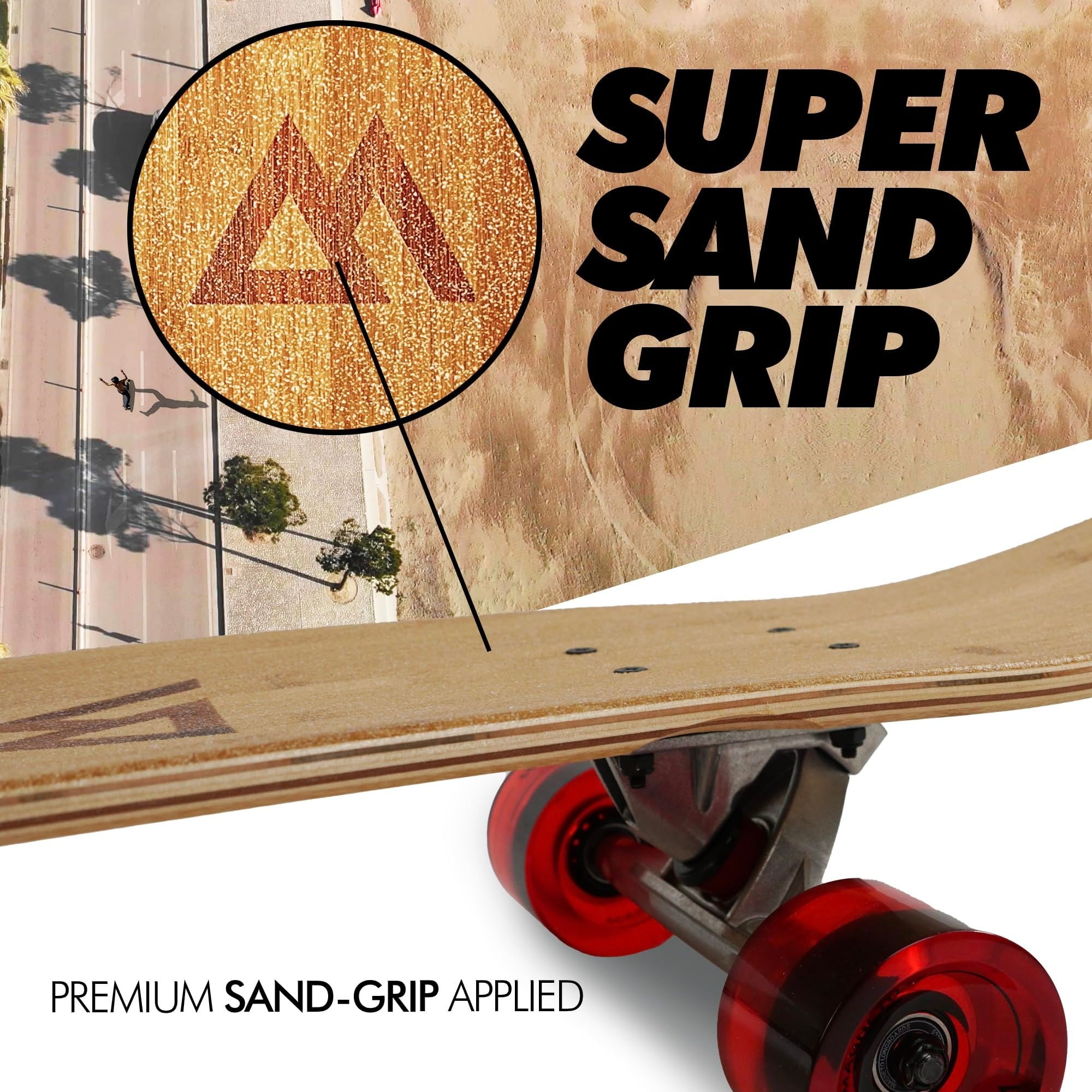 Magneto 44 inch Kicktail Cruiser Longboard Skateboard | Bamboo and Hard Maple Deck | Made for Adults, Teens, and Kids (Red) - Image 6