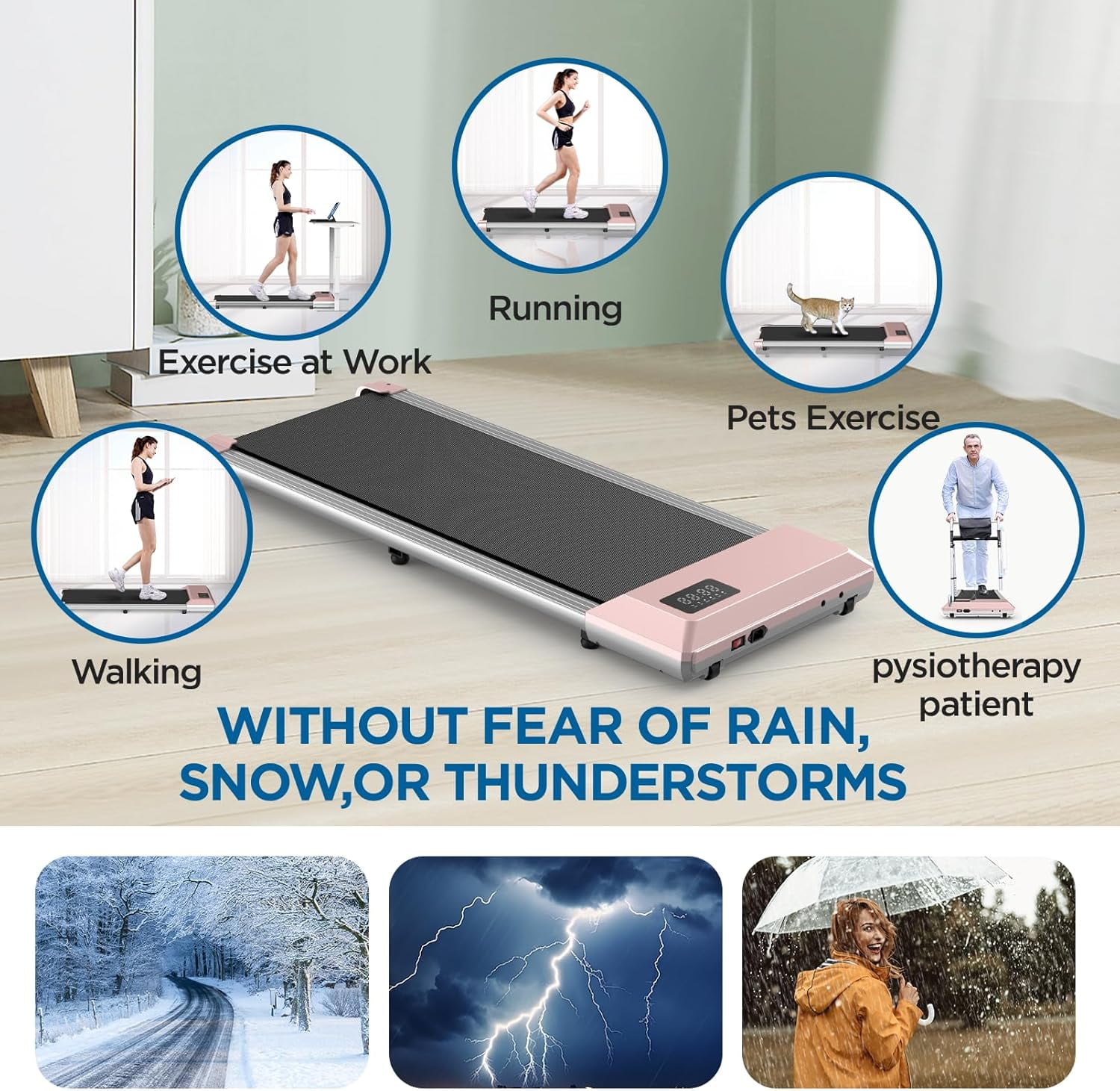 YDZJY Walking Pad, 0.6-3.8 mph Portable Under Desk Treadmill with Remote & Smart APP, 2.5 HP Ultra-Quiet Jogging Machine for Office Home(Pink) - Image 8