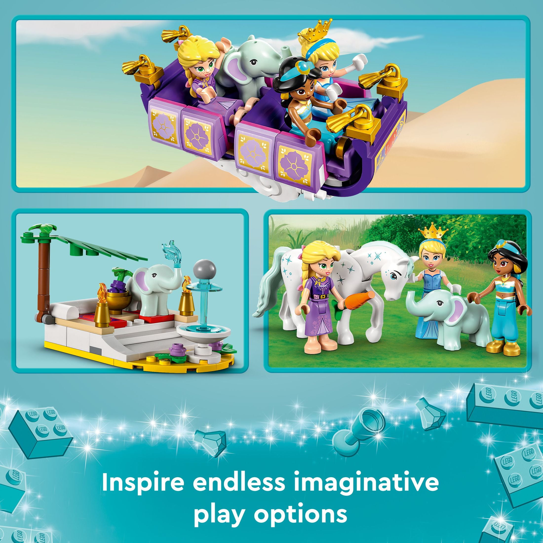 LEGO Disney Princess Enchanted Journey 43216 Building Set - 3in1 Playset with Cinderella, Jasmine, Rapunzel Mini Dolls, Toy Horse & Carriage, Hot Air Balloon, Gift for Girls, Boys, and Kids Ages 6+ - Image 4