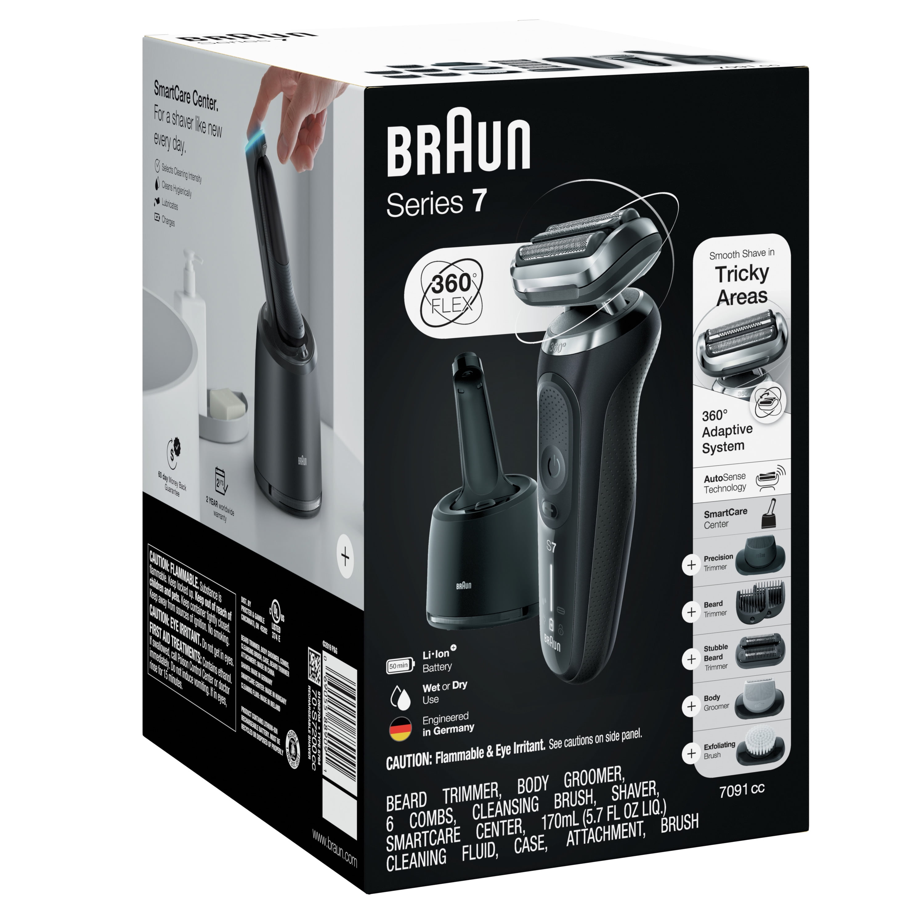 Braun Series 7 7091cc Flex Electric Shaver with AutoSense, 360° Adaptation, Black - Image 7
