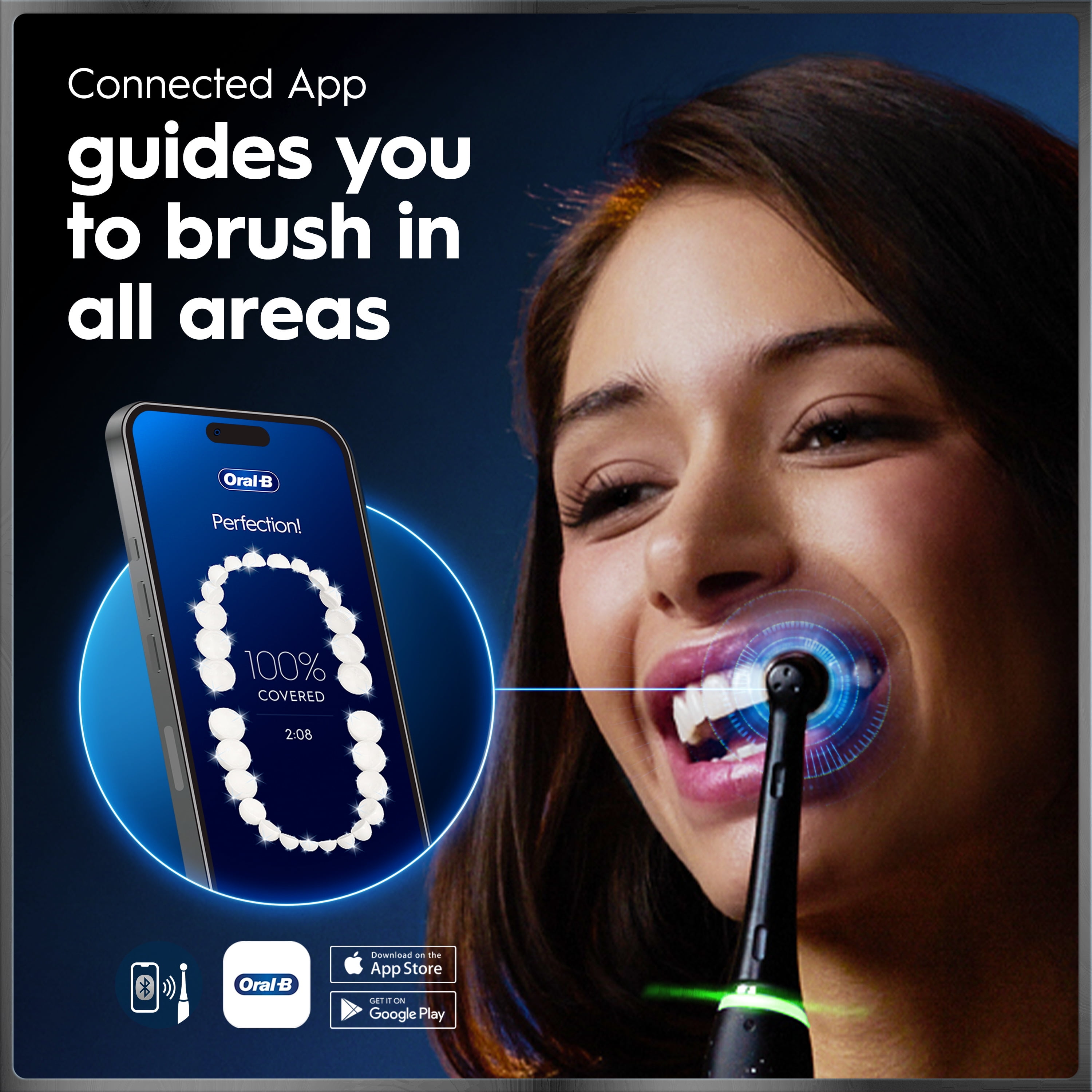 Oral-B iO Series 10 Rechargeable Electric Toothbrush with (2) Ultimate Clean and (2) Gentle Care Replacement Brush Heads, Black, and Charger - Image 11
