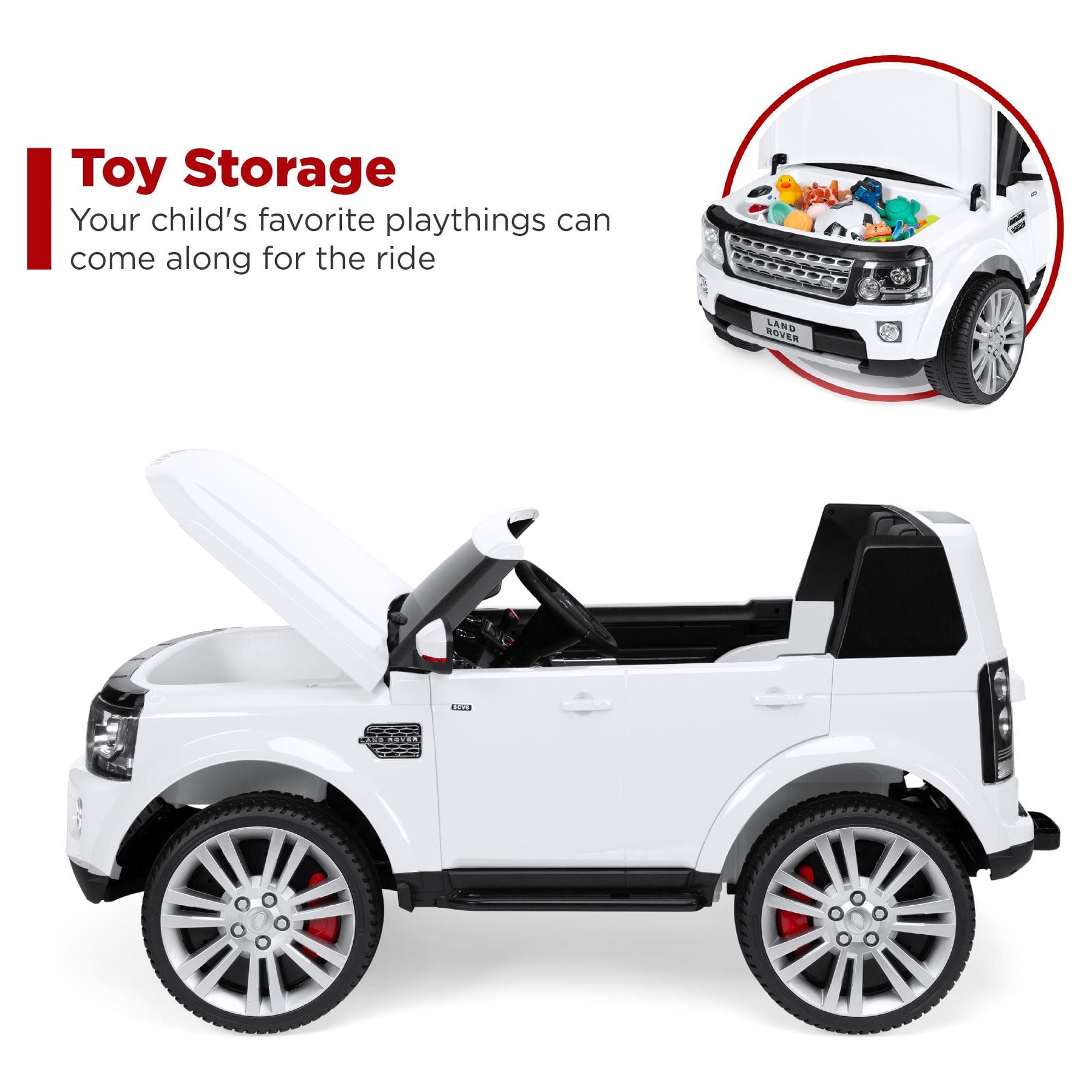Best Choice Products 12V 3.7 MPH 2-Seater Licensed Land Rover Ride On Car Toy w/ Parent Remote Control - White - Image 6