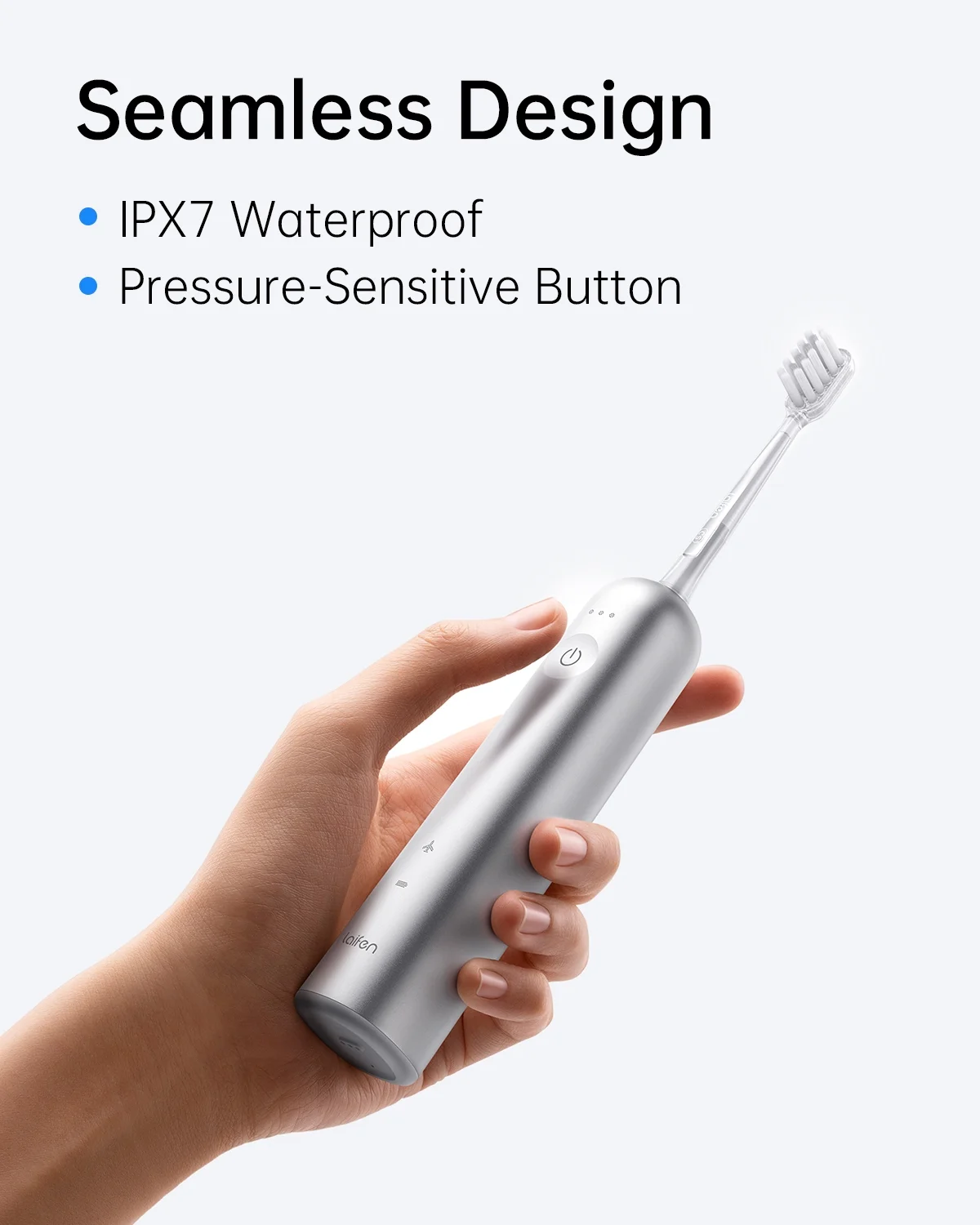 Laifen Wave Electric Toothbrush, Oscillation & Vibration Sonic Electric Toothbrush for Adults with 3 Brush Heads, IPX7 Magnetic Rechargeable Travel Powered Toothbrush (Silver Aluminum Alloy) - Image 8